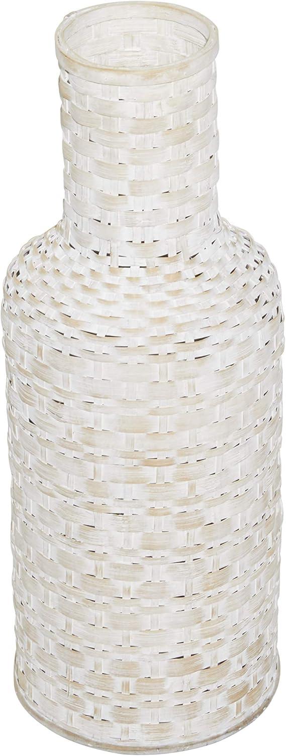 Studio 350 Intricately Woven Tall Bamboo Wood Floor Vase - White or Brown Brown - 9"W, 39"H