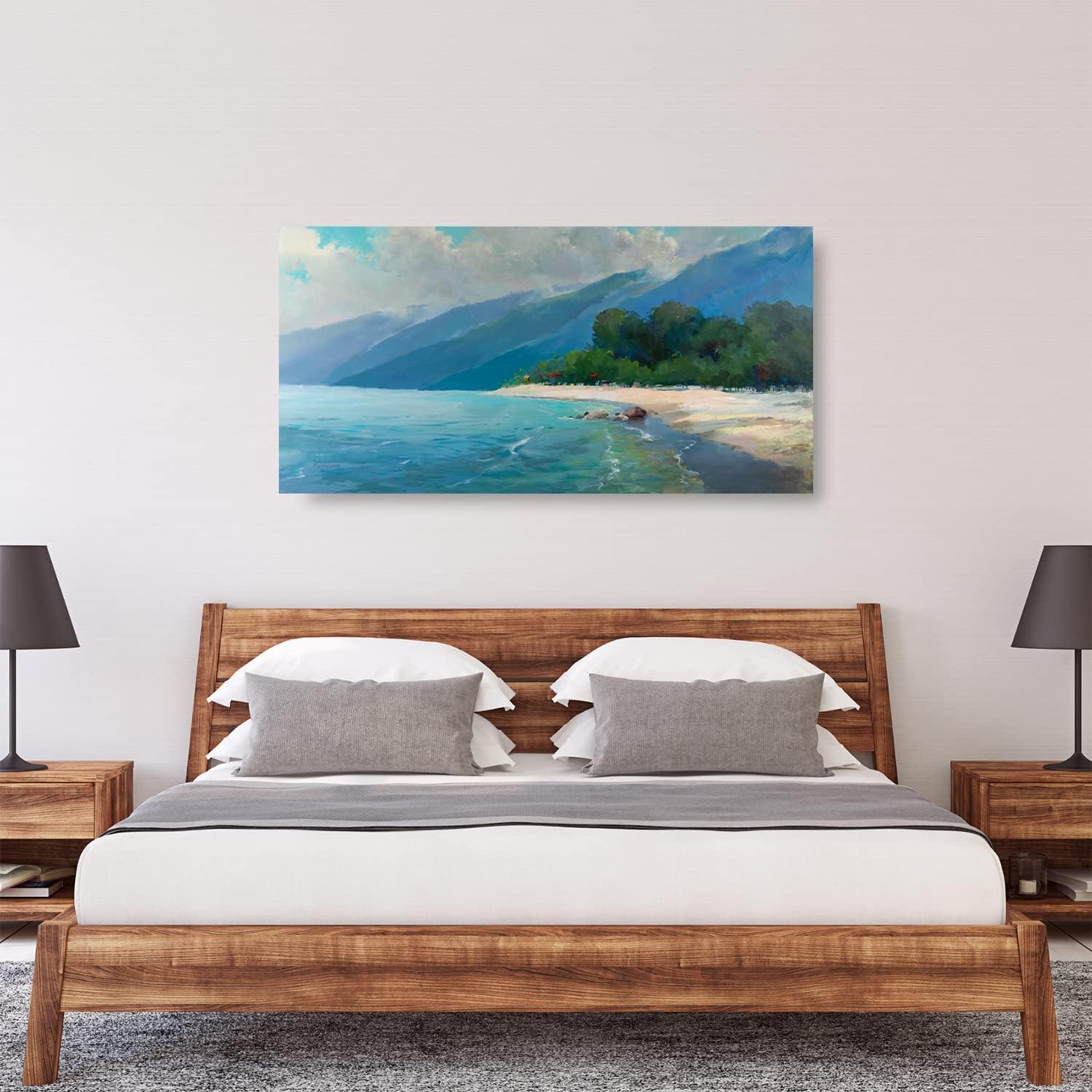 Teal Blue Coastal Ocean Beach Canvas Wall Art