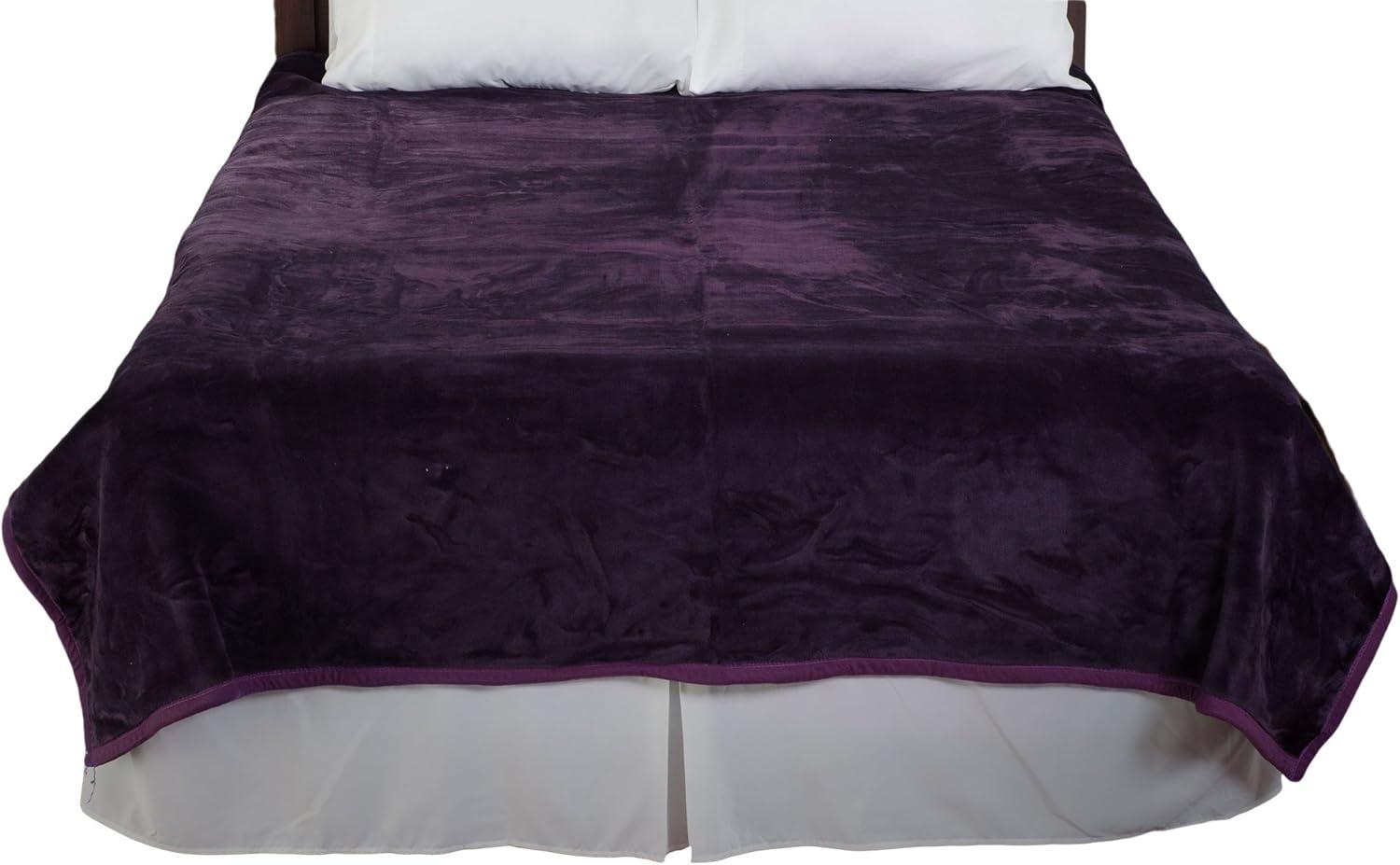 Purple Faux Fur Heavy Plush Travel Blanket