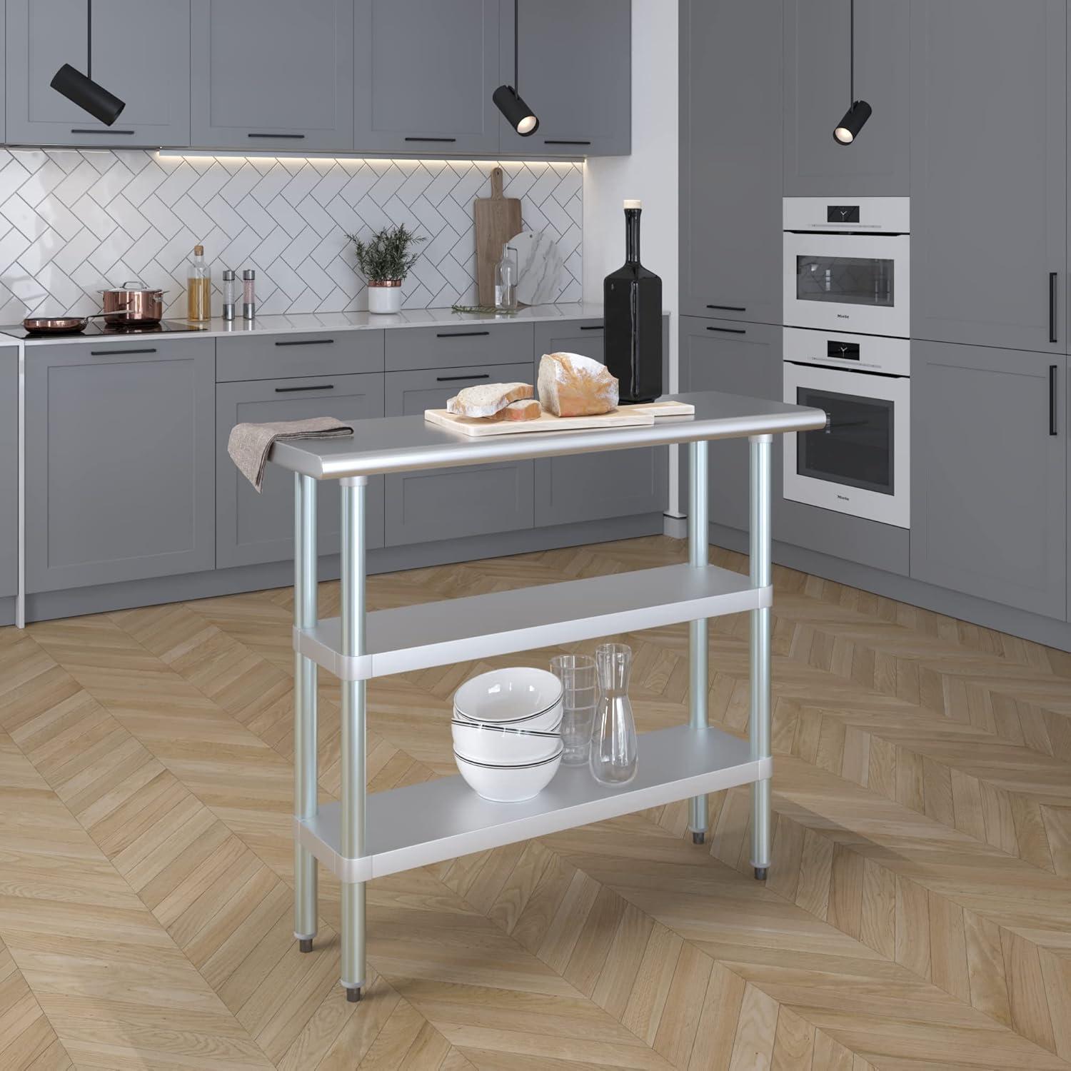 Amgood Stainless Steel Work Table with 2 Shelves