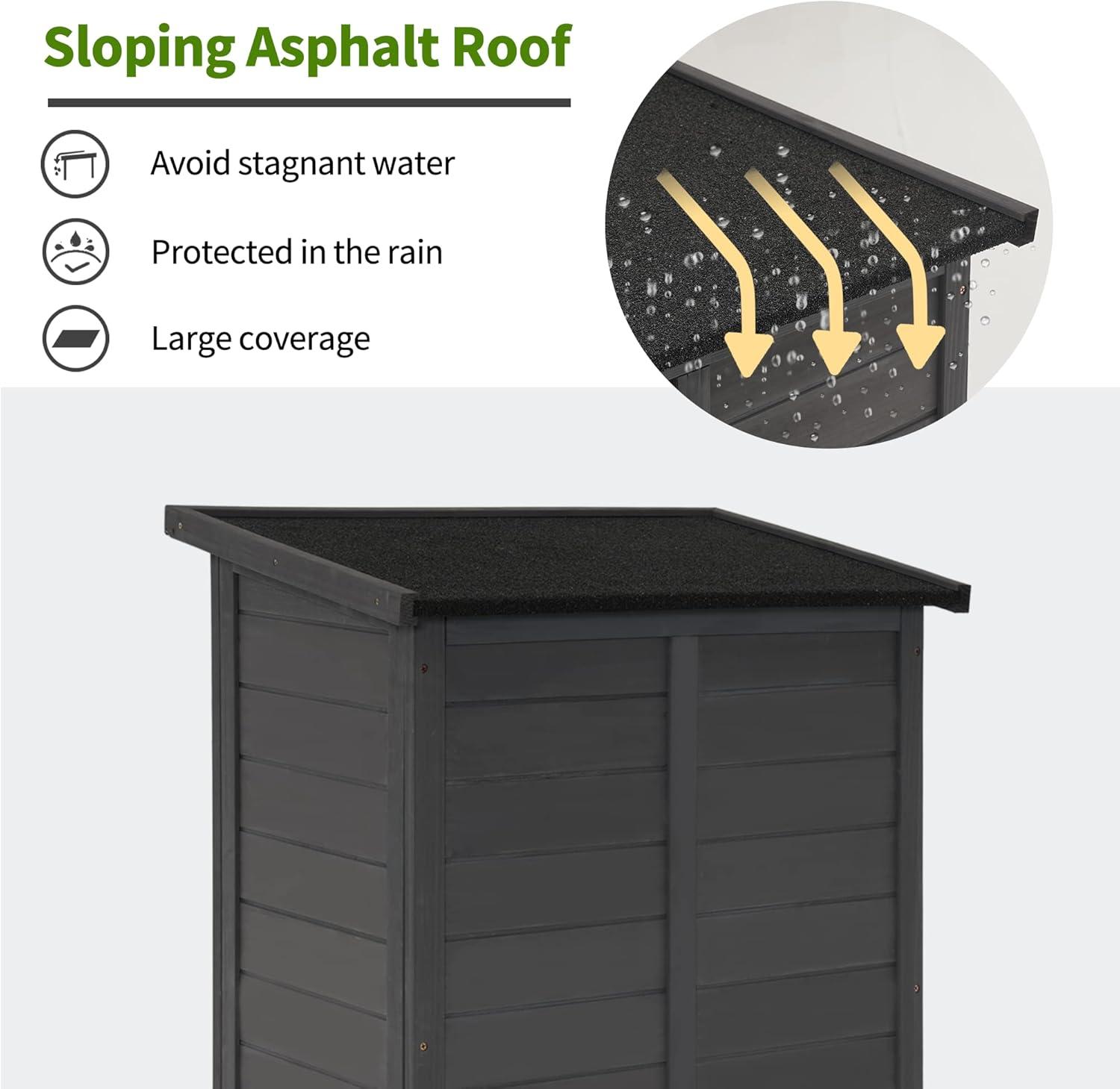 MCombo 24.6 in. W x 18 in. D Outdoor Wood Storage Cabinet，Garden Wooden Tool Shed with Double Doors