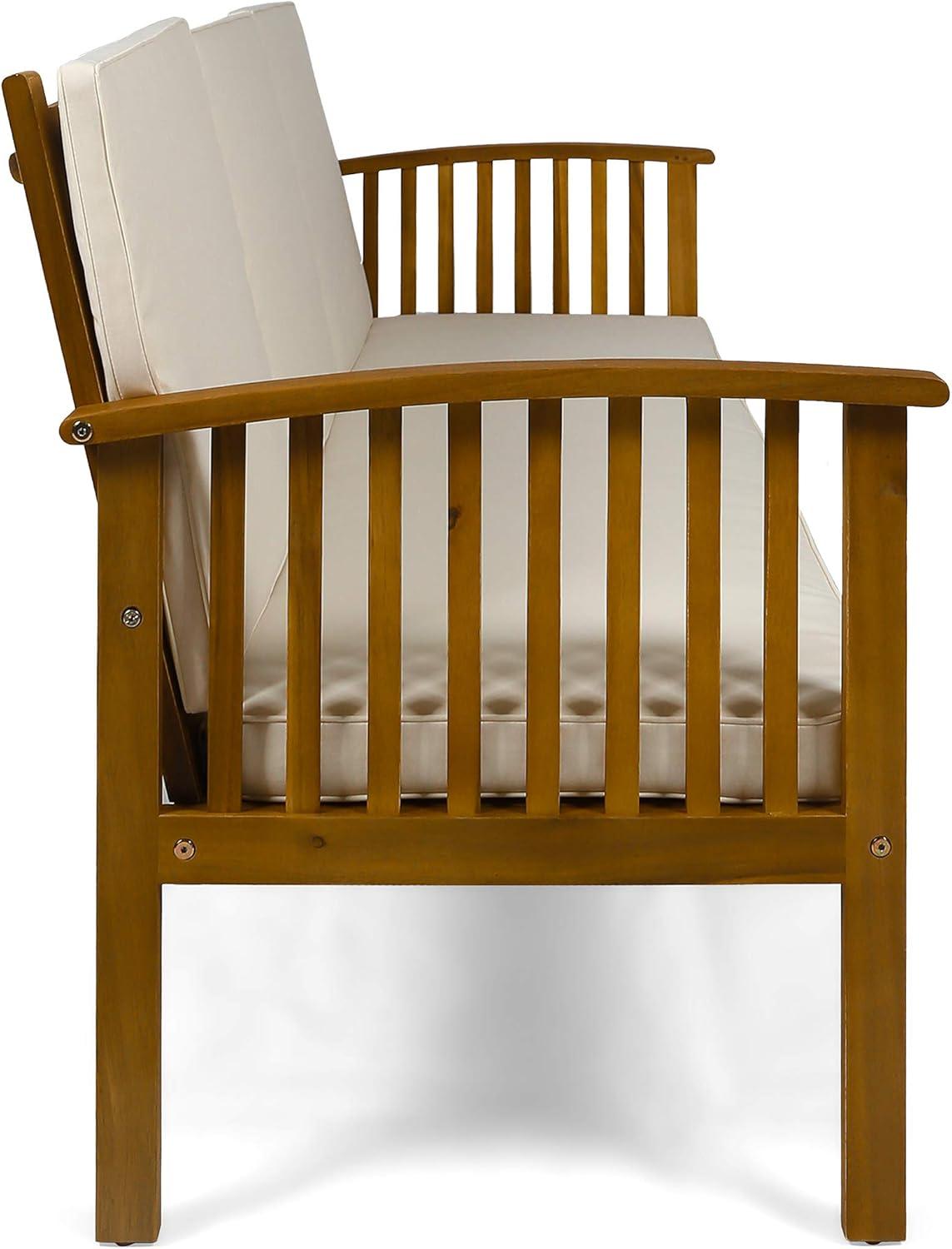 Carolina Acacia Wood Patio Sofa Teak - Christopher Knight Home: Weather-Resistant Outdoor Couch with Cushions