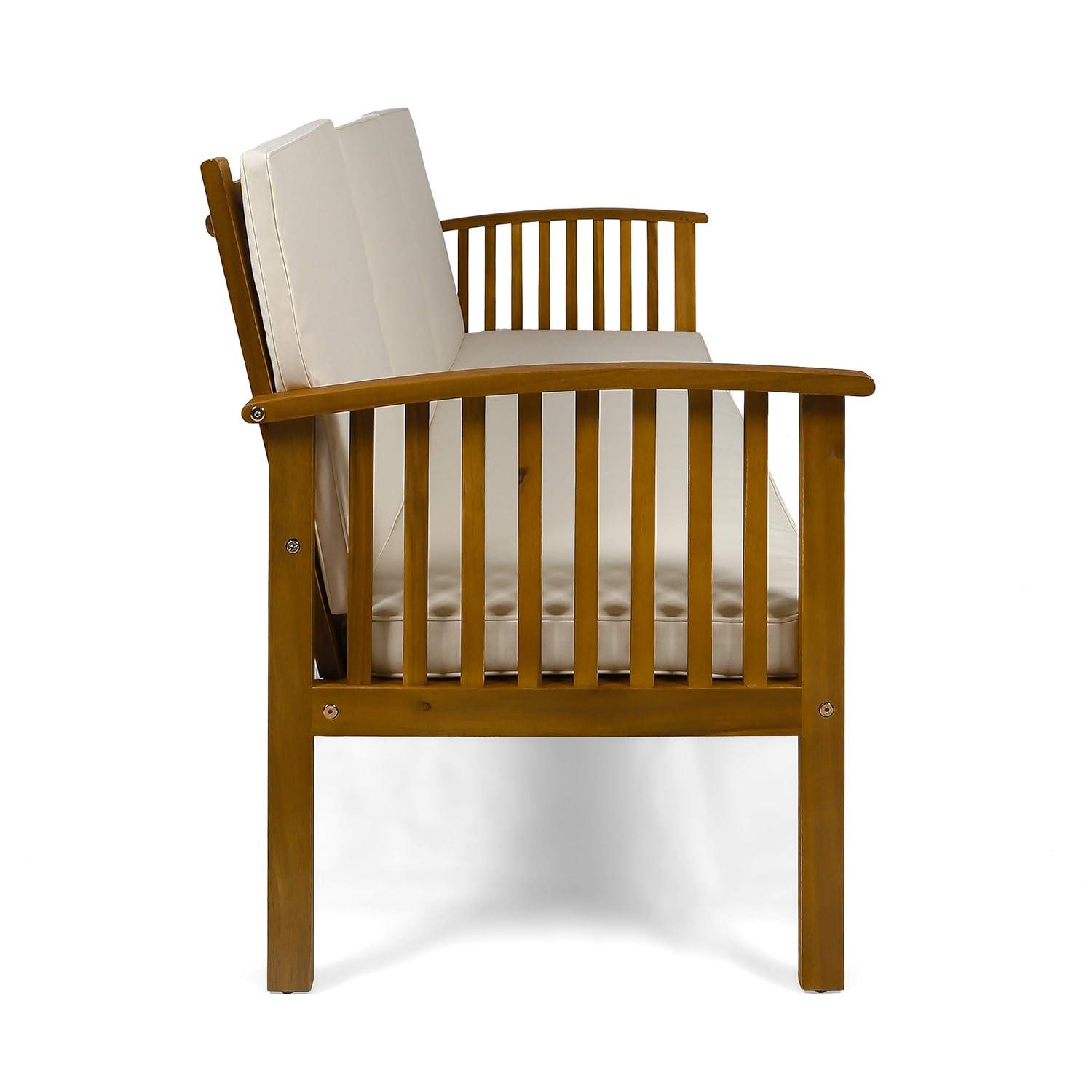 Carolina Acacia Wood Patio Sofa Teak - Christopher Knight Home: Weather-Resistant Outdoor Couch with Cushions