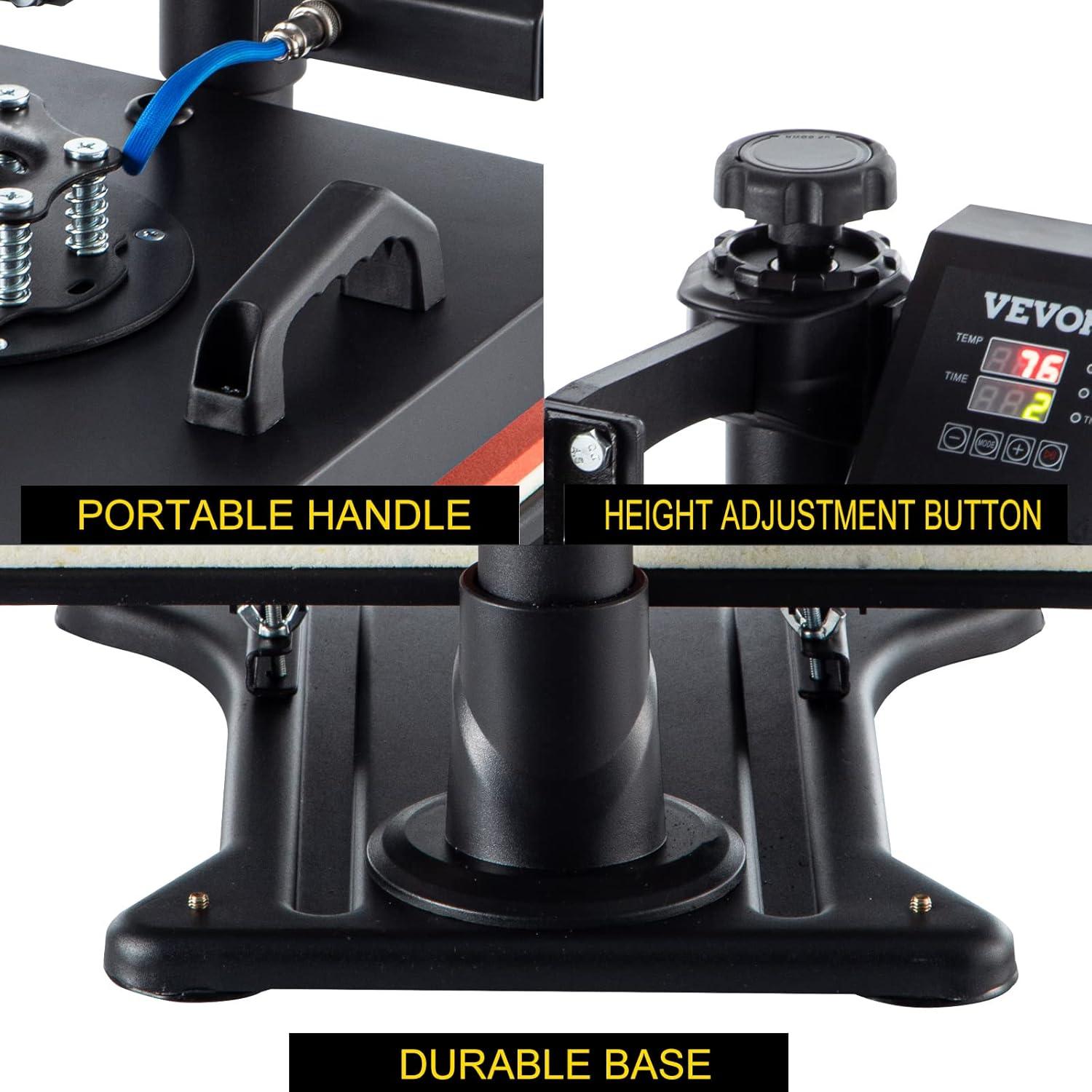 VEVOR Heat Press Machine - 6 in 1 Combo Heat Press Sublimation Machine for DIY T-Shirts/Hats/Mugs/Heat Transfer Projects, 15x15 Multifunction Swing Away Heat Press with 360° Rotation
