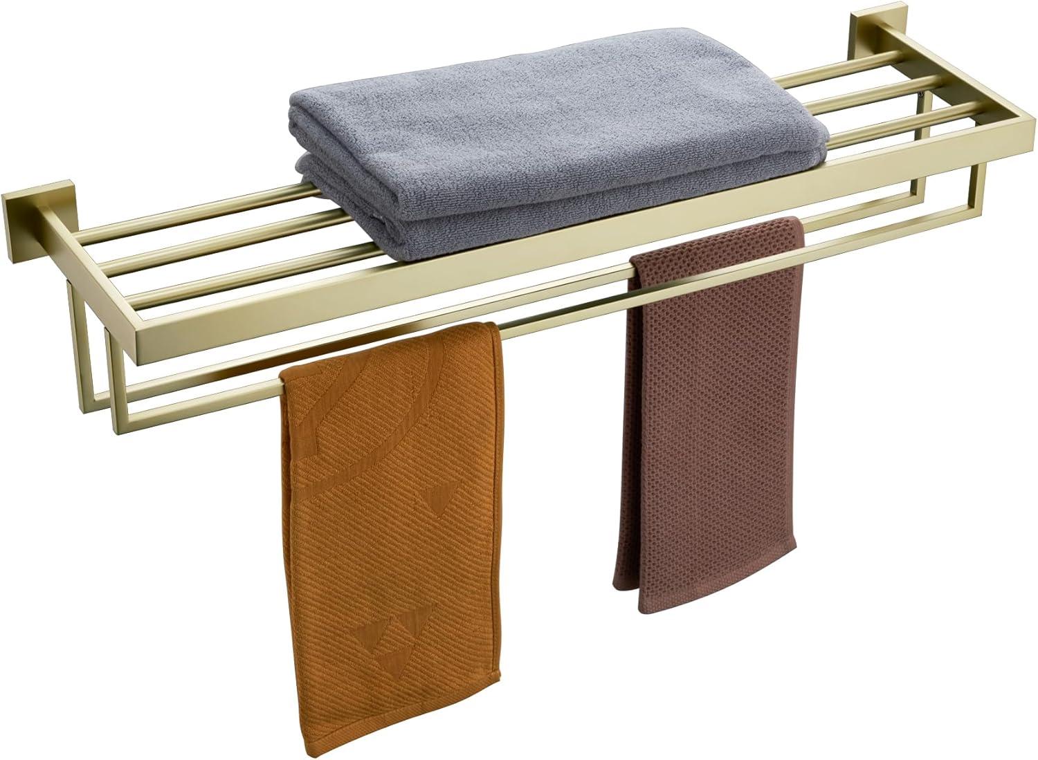 32" Wall Mounted Stainless Steel Double Towel Bar Towel Rack