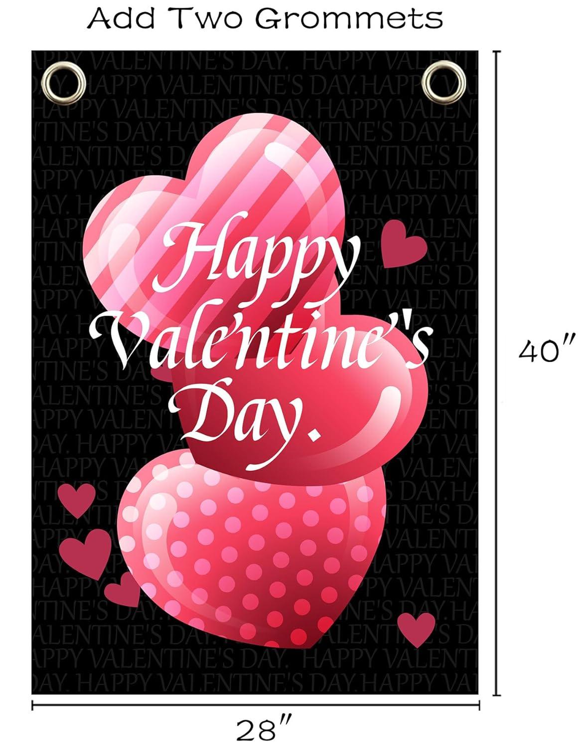 Happy Valentine's Day Double Sided House Flag 40" x 28" Briarwood Lane