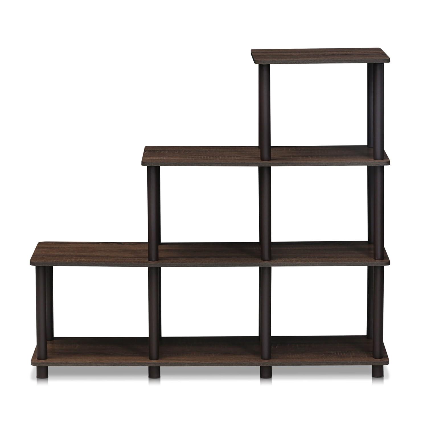Furinno 16107WN/BR Turn-N-Tube Ladder Space Shelf, Walnut/Brown