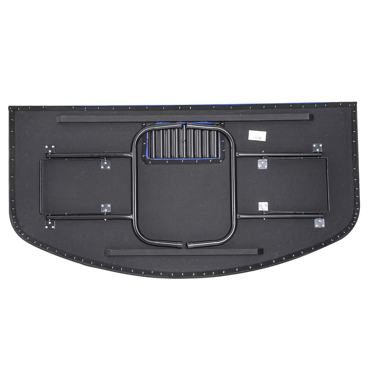 Soozier Soozier Poker Table Foldable, 72" Blackjack Table for 7 Players with Chip & Cup Holder, Blue Felt