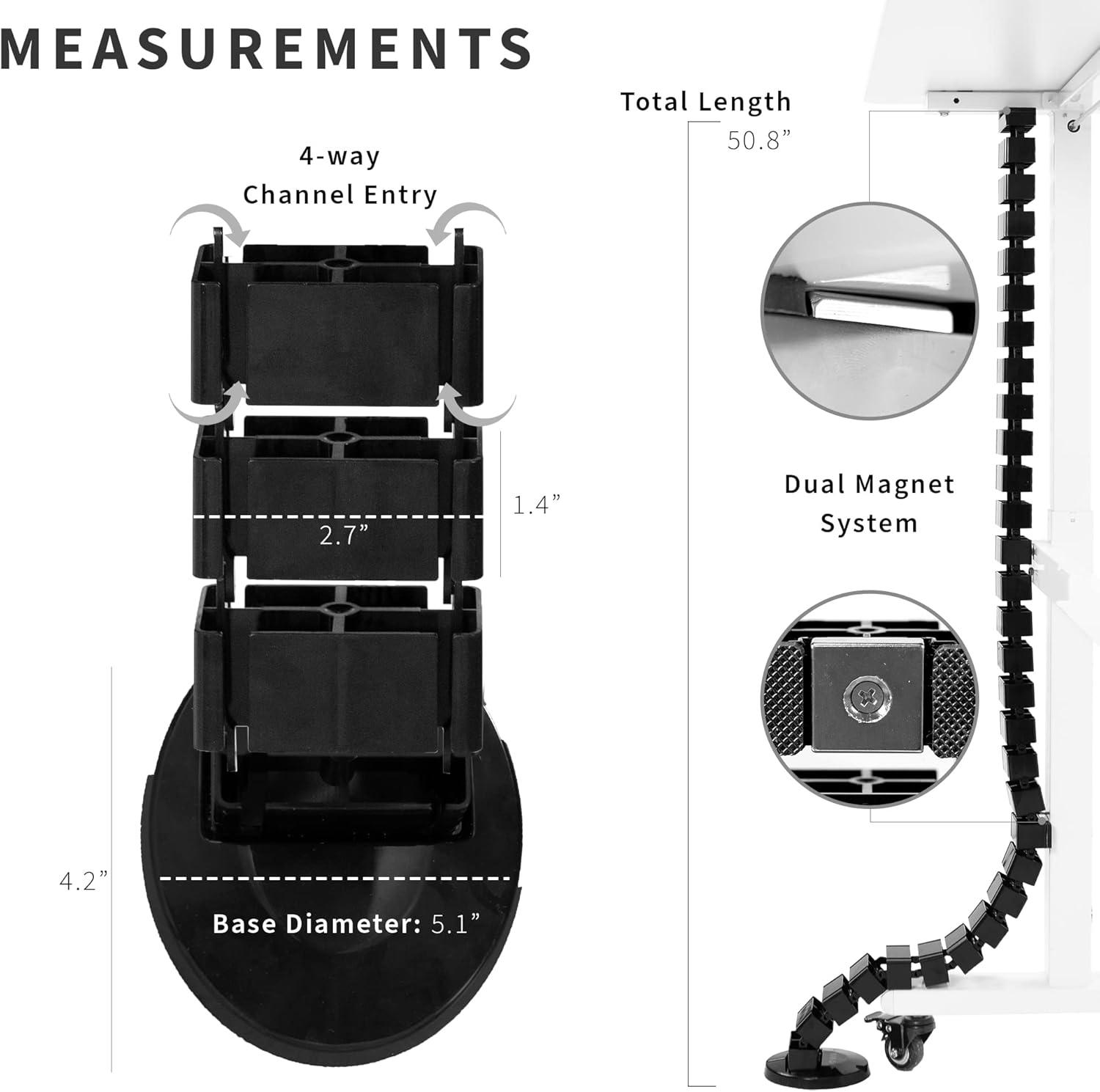 VIVO Magnetic Vertebrae Cable Management Height Adjustable Desk Wire Organizer