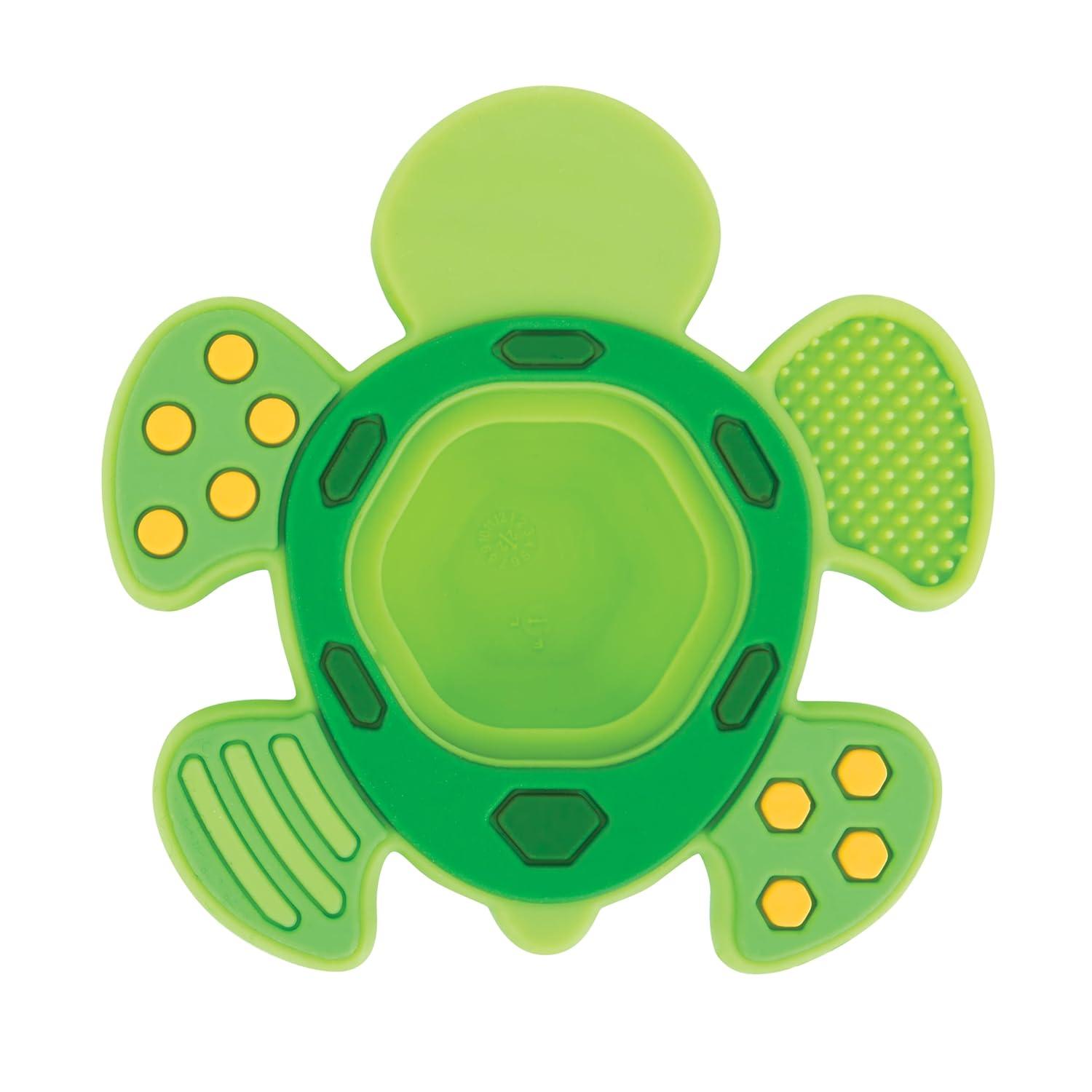 Nuby Teethe N' Pop Sensory Play Silicone Teether for Babies - Turtle Design