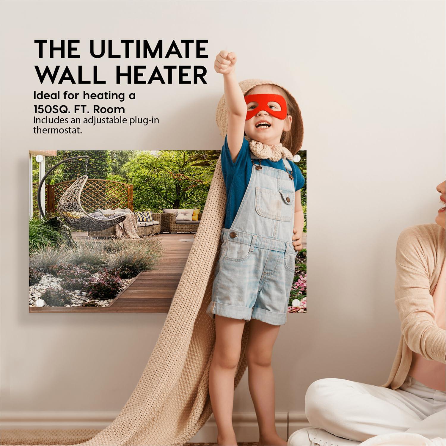 White Electric Wall Heater with Thermostat and Convection
