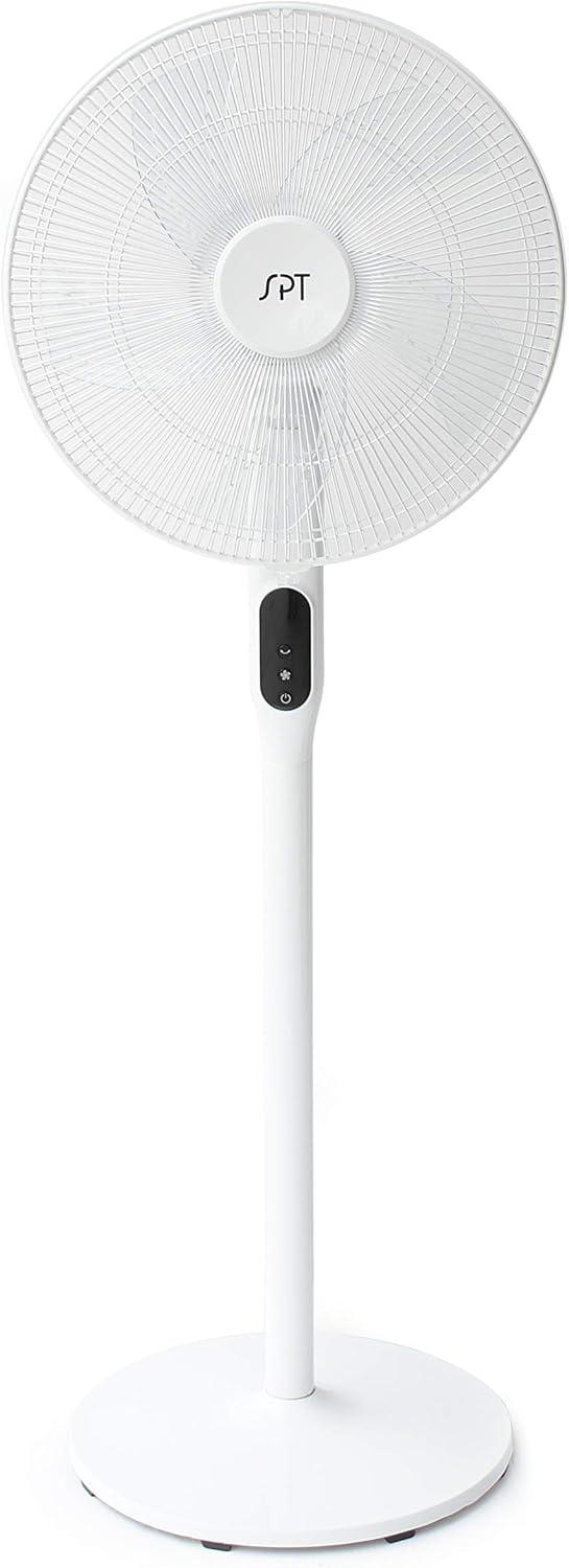 16" DC-Motor Energy Saving Stand Fan with Remote and timer-Piano White
