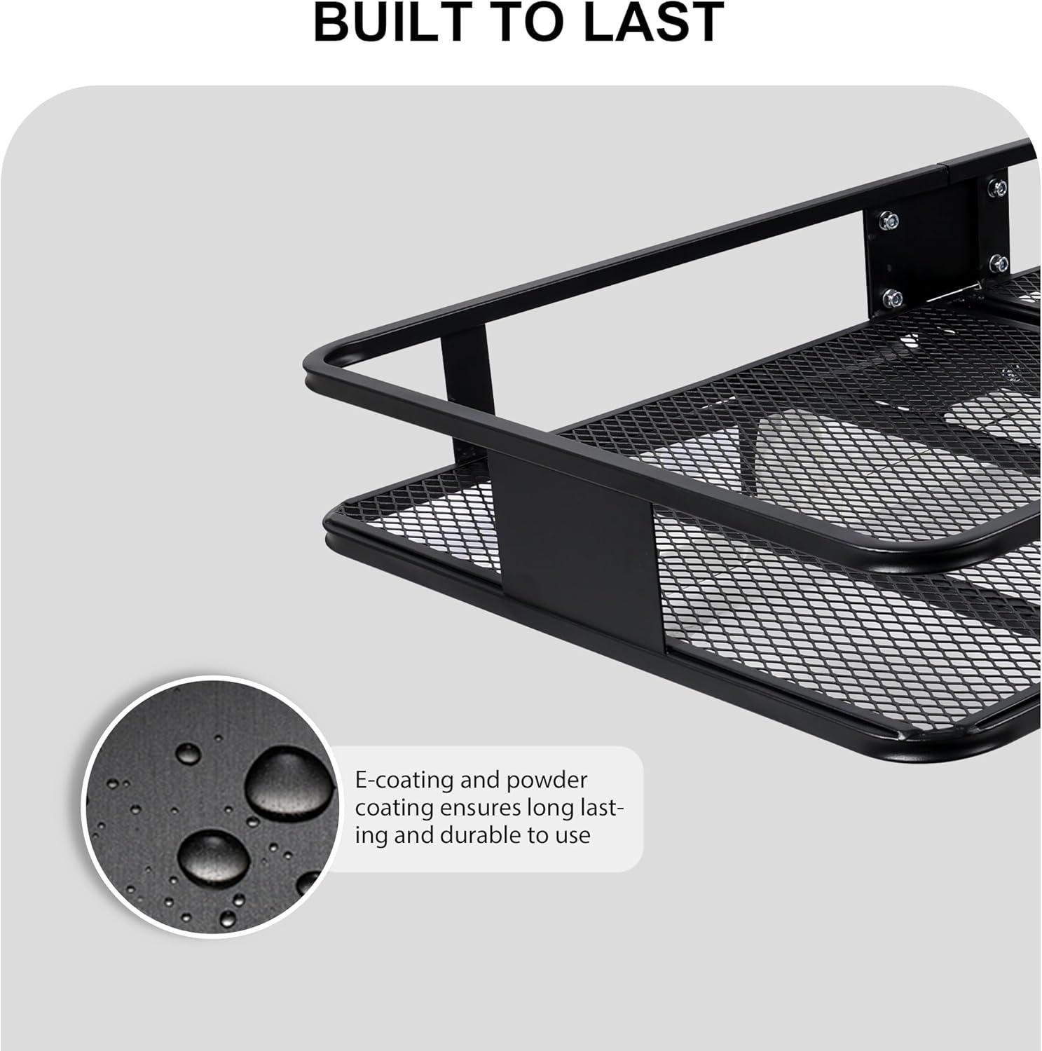 ROCKLAND Rockland 60 x 24-Inch Hitch Cargo Carrier 60-in L x 24-in W x 6-in H Steel Hitch Cargo basket