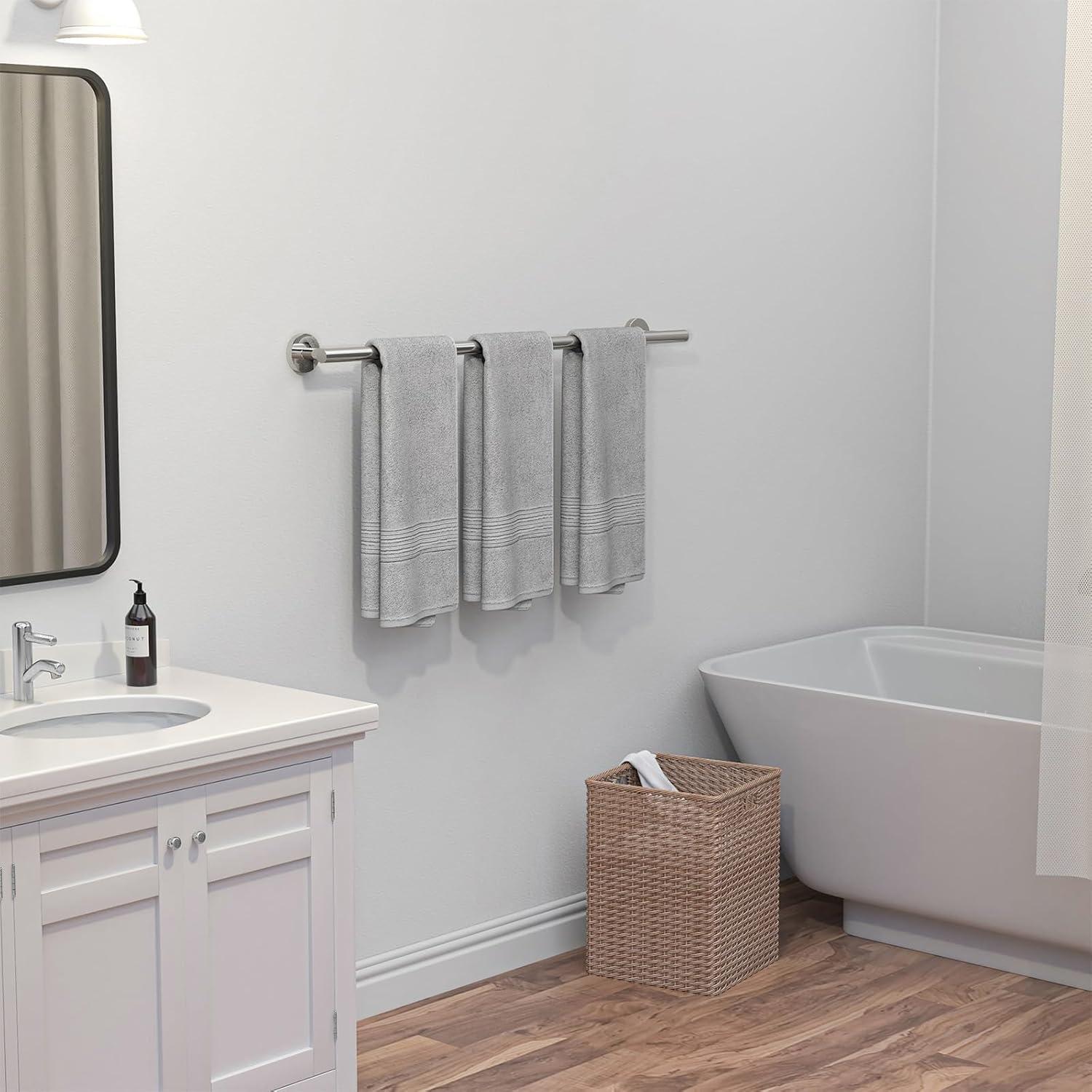 USHOWER Polished Chrome Bath Towel Bar, 30-Inch Towel Rack for Bathroom Wall-Mounted, Thicken SUS304 Stainless Steel Towel Rod (Total Length 32-Inch)