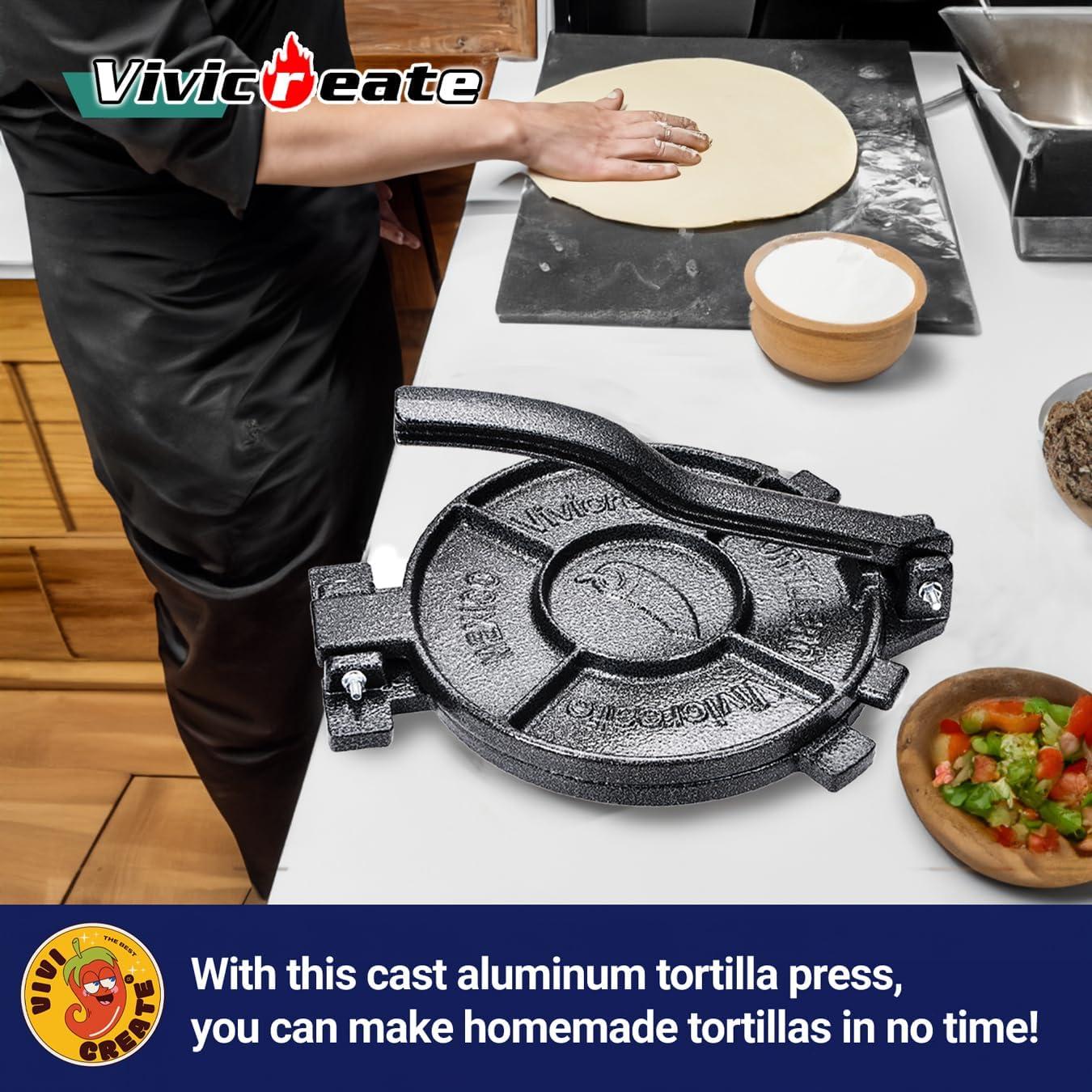 Vivicreate Tortilla Press,Tortilla Maker, Dough Press,Flour Tortilla press, Rotis Press, Quesadilla,Tortilla Makers (10 inch)