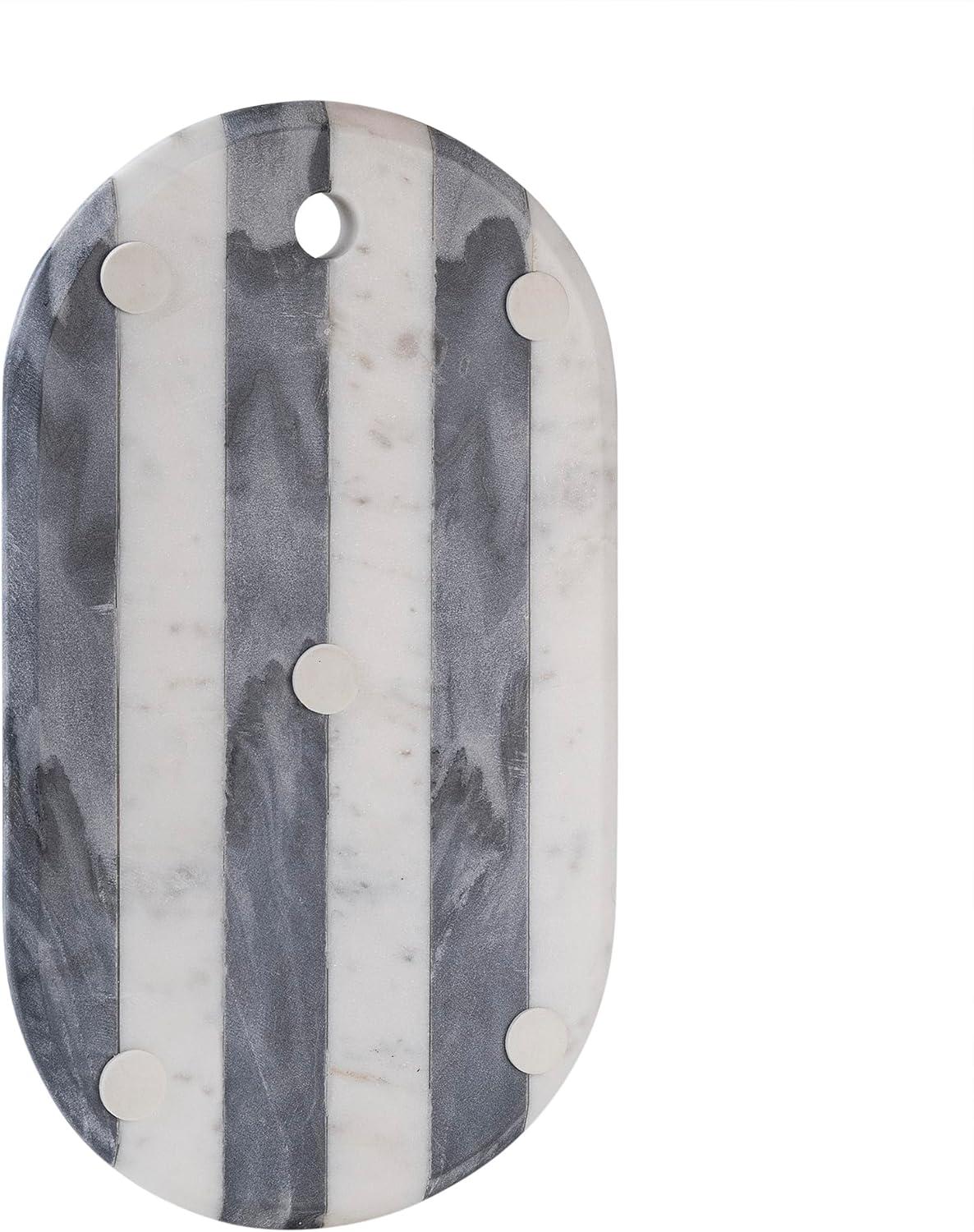 White and Gray Striped Marble Oval Cutting Board