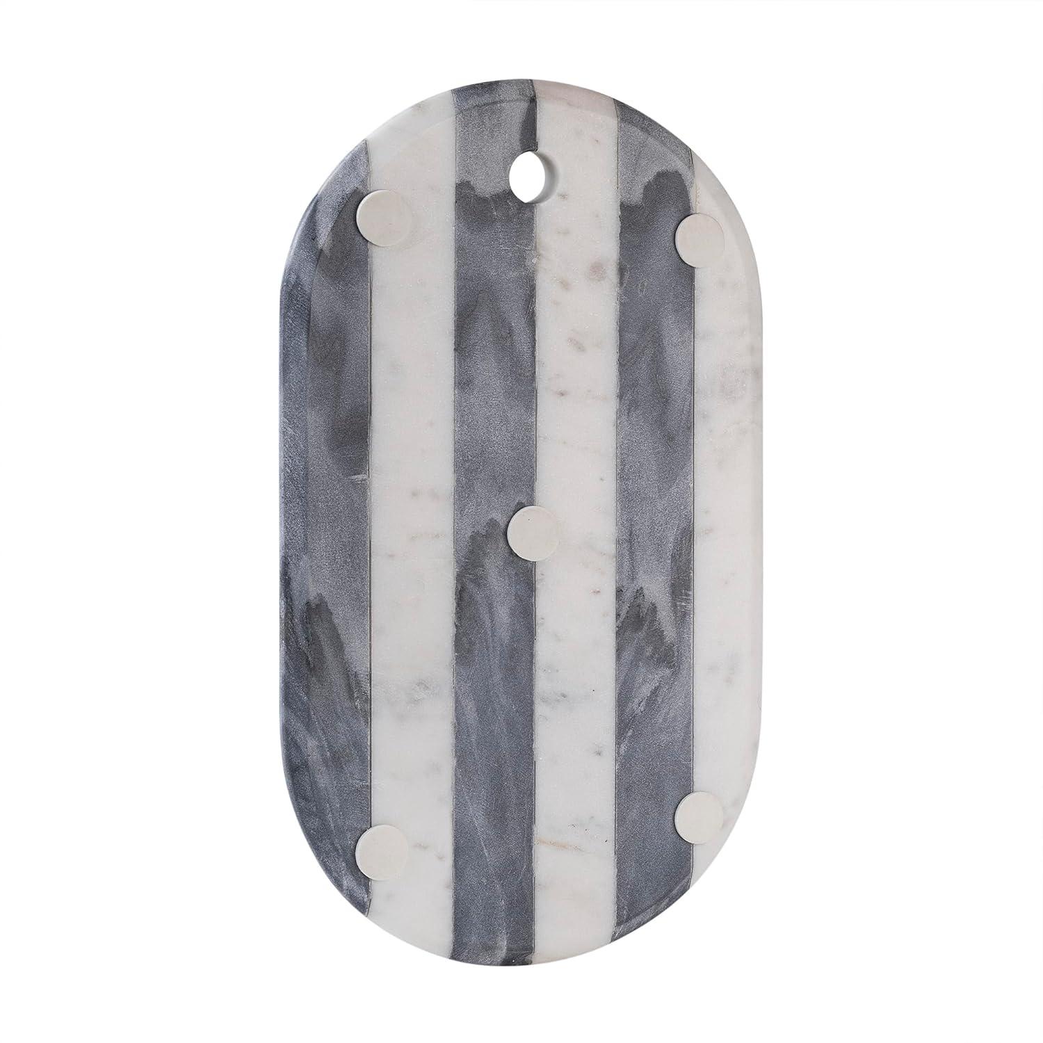 GoCraft White & Grey Marble Cutting Board | Decorative Marble Cheese Tray Charcuterie Platter Serving Chopping Board for Meats Breads Fruits (15.25" L x 9" W)