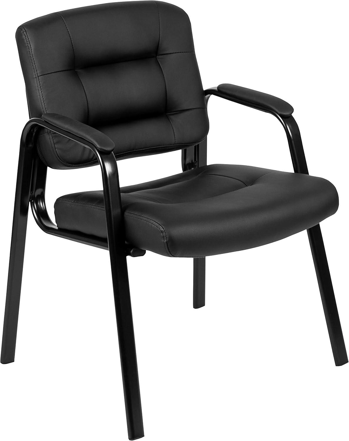 Flash Furniture Darwin Flash Fundamentals Black LeatherSoft Executive Reception Chair with Black Metal Frame