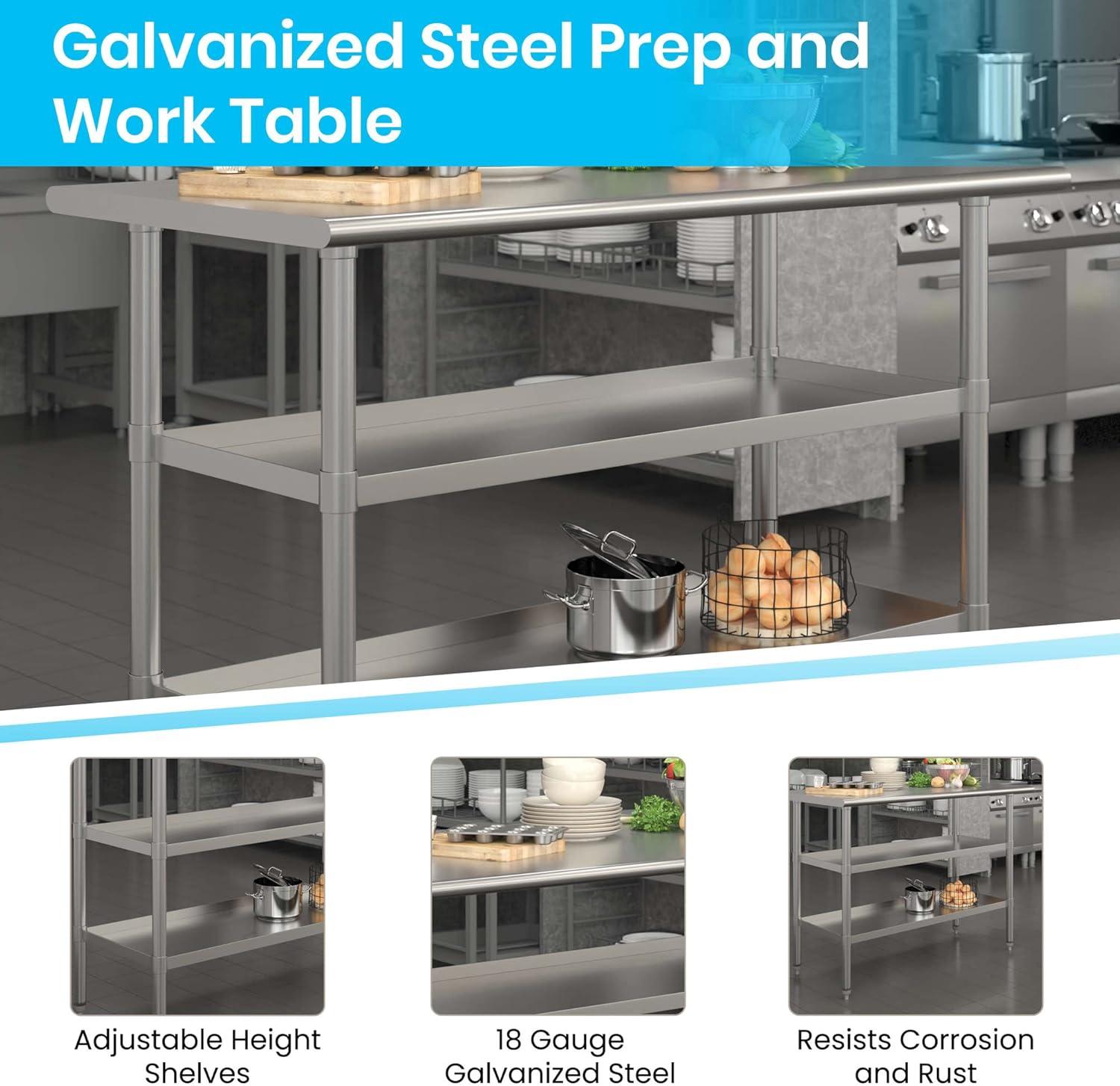 Woodford NSF Stainless Steel 18 Gauge Work Table with 2 Undershelves