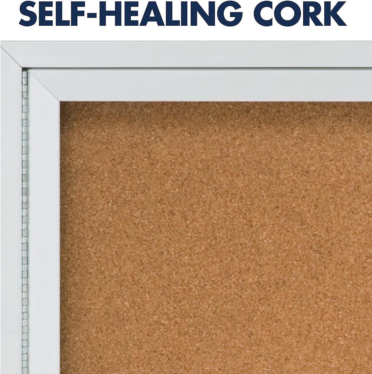 Quartet Enclosed Cork Bulletin Board for Indoor Use, 6' x 4', 3 Door, Aluminum Frame