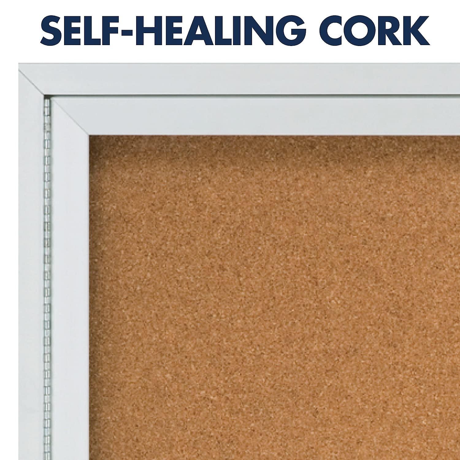 Quartet Enclosed Cork Bulletin Board for Indoor Use, 6' x 4', 3 Door, Aluminum Frame