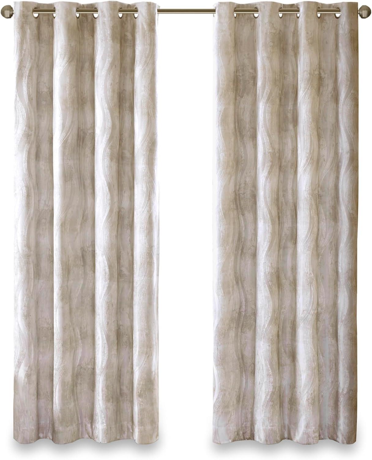 Madison Park Victorio Printed Jacquard Grommet Top Total Blackout Curtain Panel