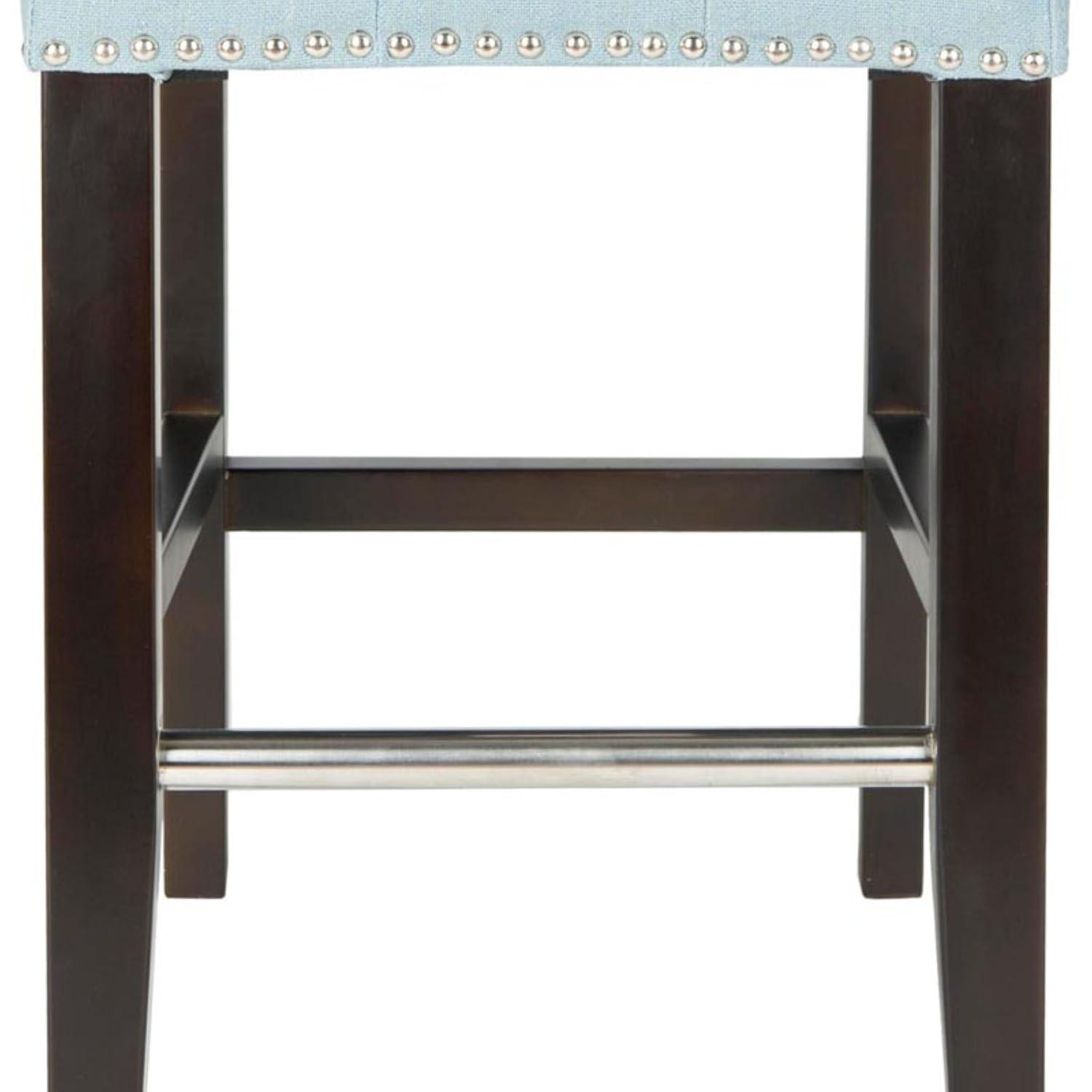 Thompson 23.9" Linen Counter Stool W/ Silver Nailheads - Sky Blue - Safavieh