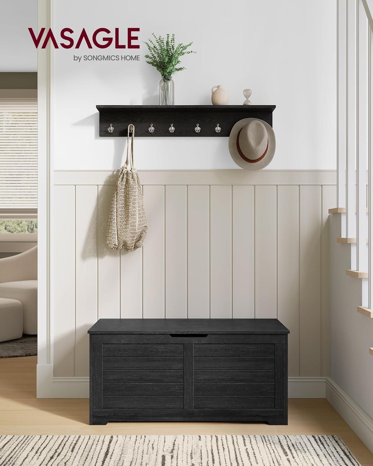 Killeryuki Storage Chest, Storage Trunk with 2 Safety Hinges, Storage Bench, Shoe Bench, Farmhouse Killeryuki, 15.7 x 39.4 x 18.1 Inches, for Entryway, Bedroom, Living Room, Ebony Black ULSB061B01