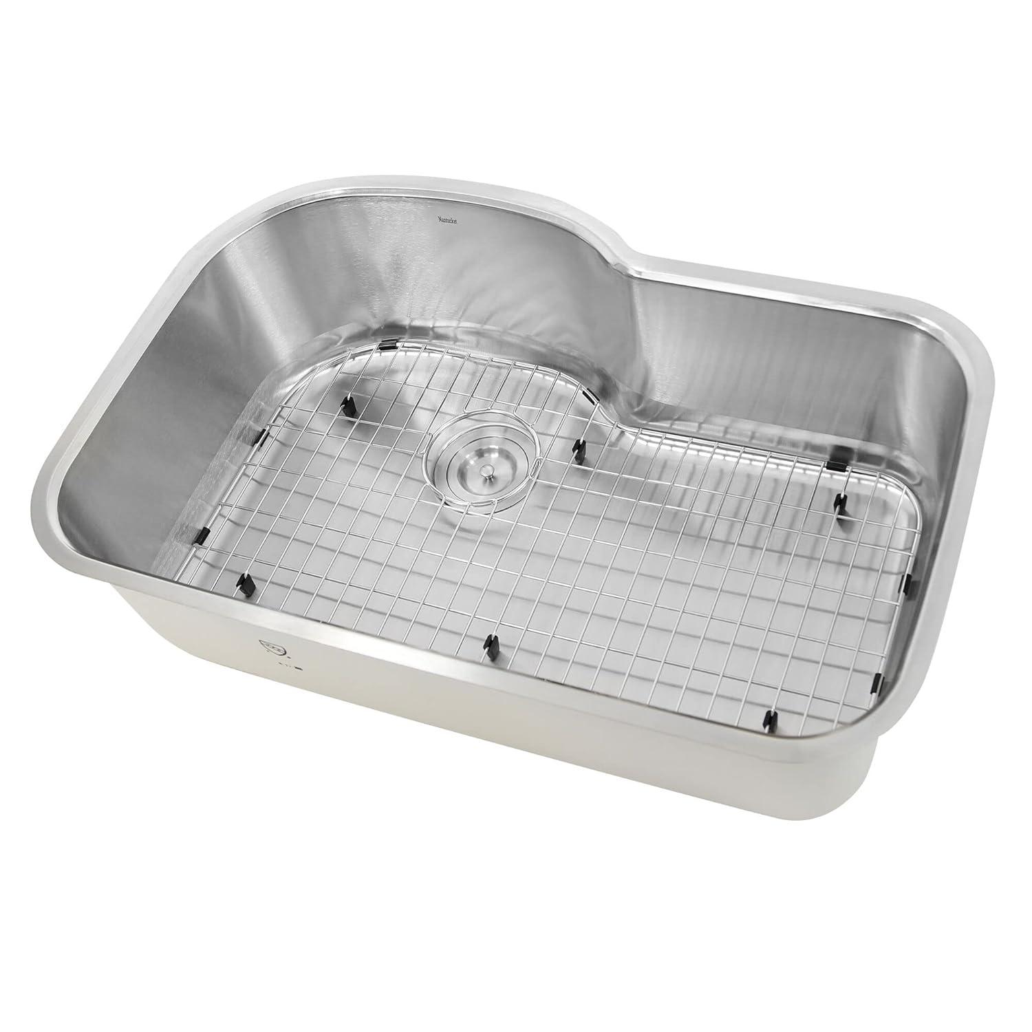 Large Brushed Satin Stainless Steel Undermount Kitchen Sink