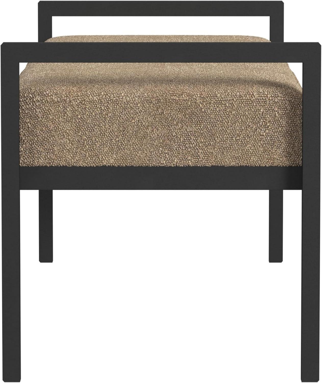 Modern Metal Faux Shearling Bench Brown - HomePop
