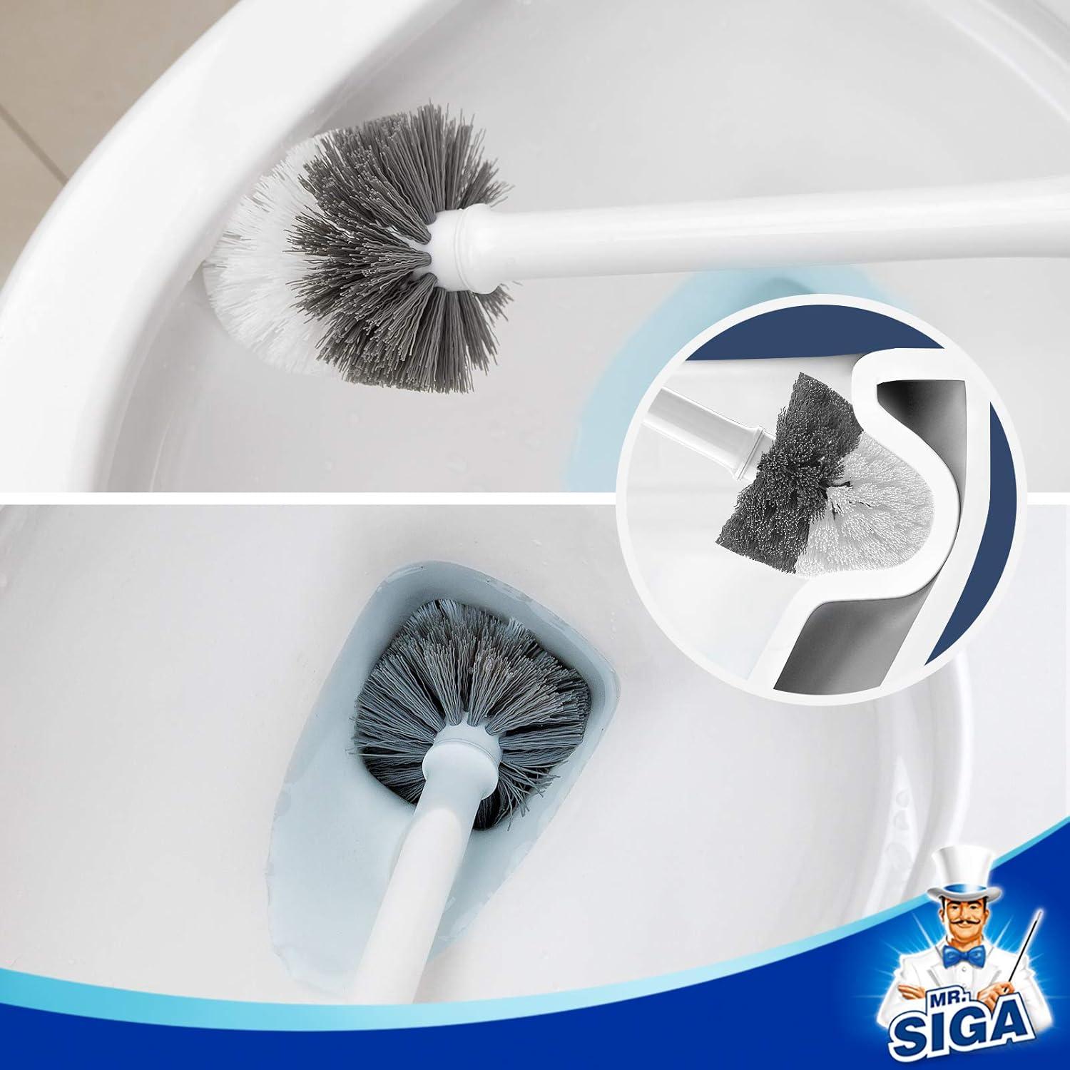 MR.SIGA Premium Toilet Bowl Brush and Holder for Bathroom Cleaning, White, 1 Pack