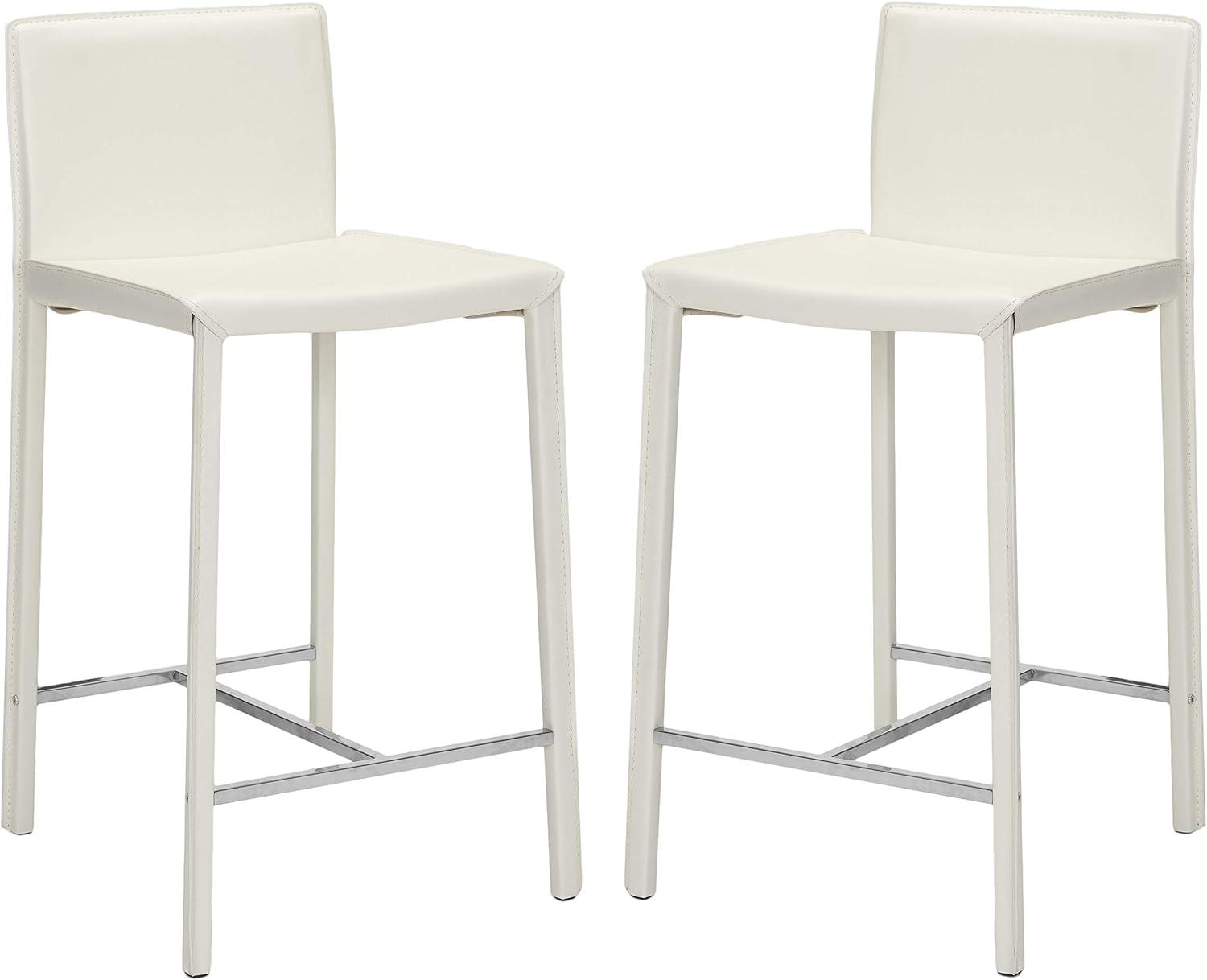 SAFAVIEH Jason Square Mid Back Counter Stool, White (Set of 2)