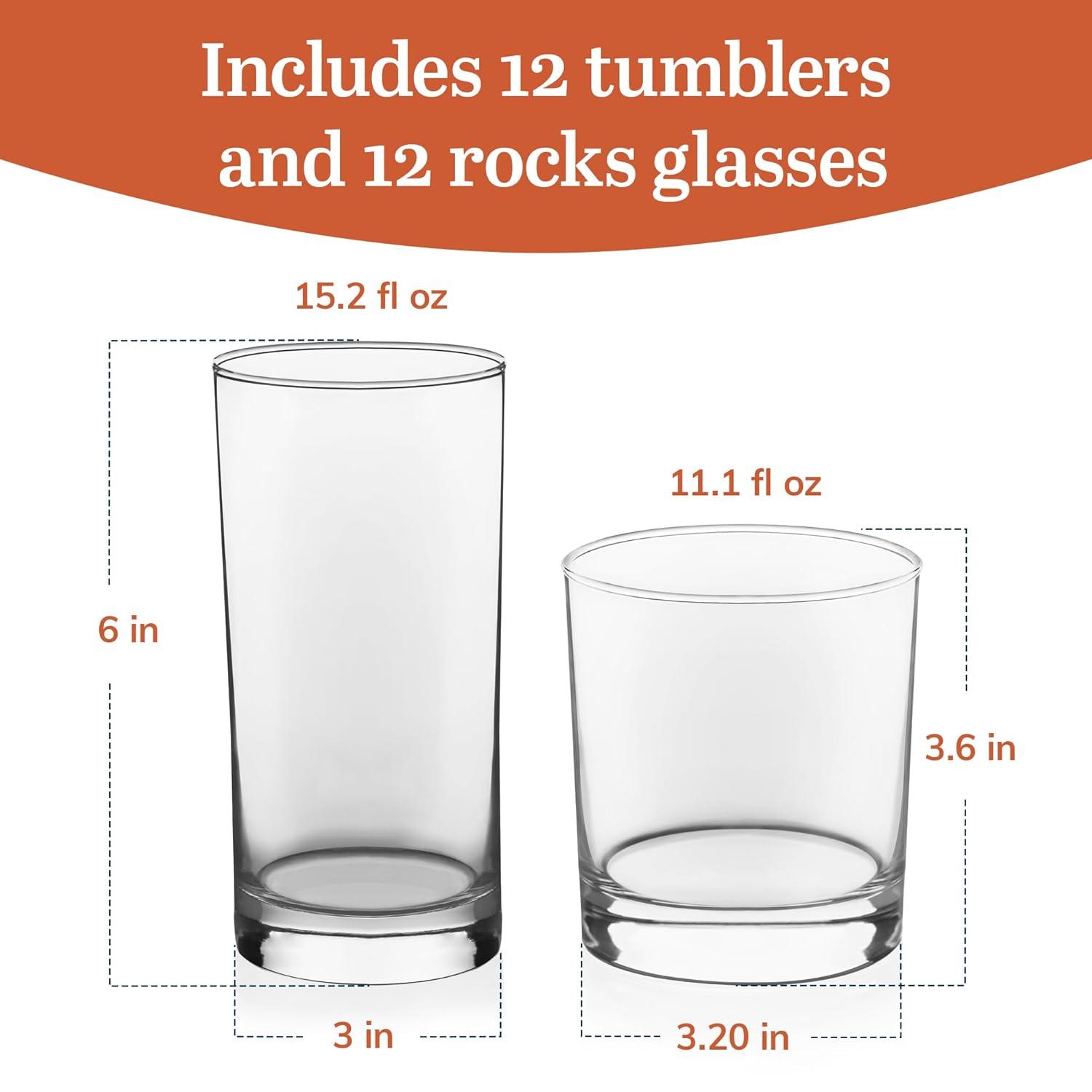 Libbey Province Clear Glass 24-Piece Tumbler and Rocks Set