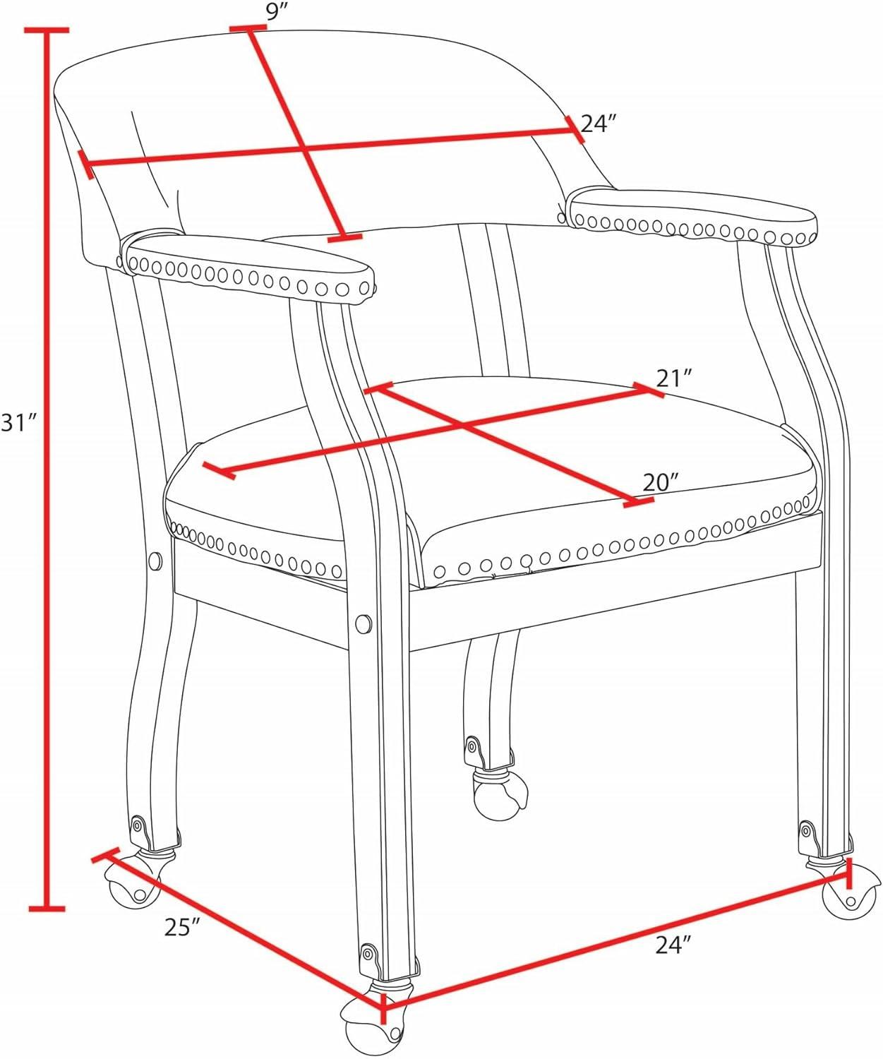 Ivy League Captain Chair & Casters - Black Vinyl