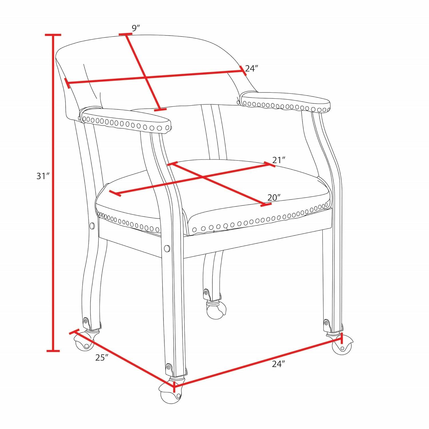 Ivy League Captain Chair & Casters - Black Vinyl