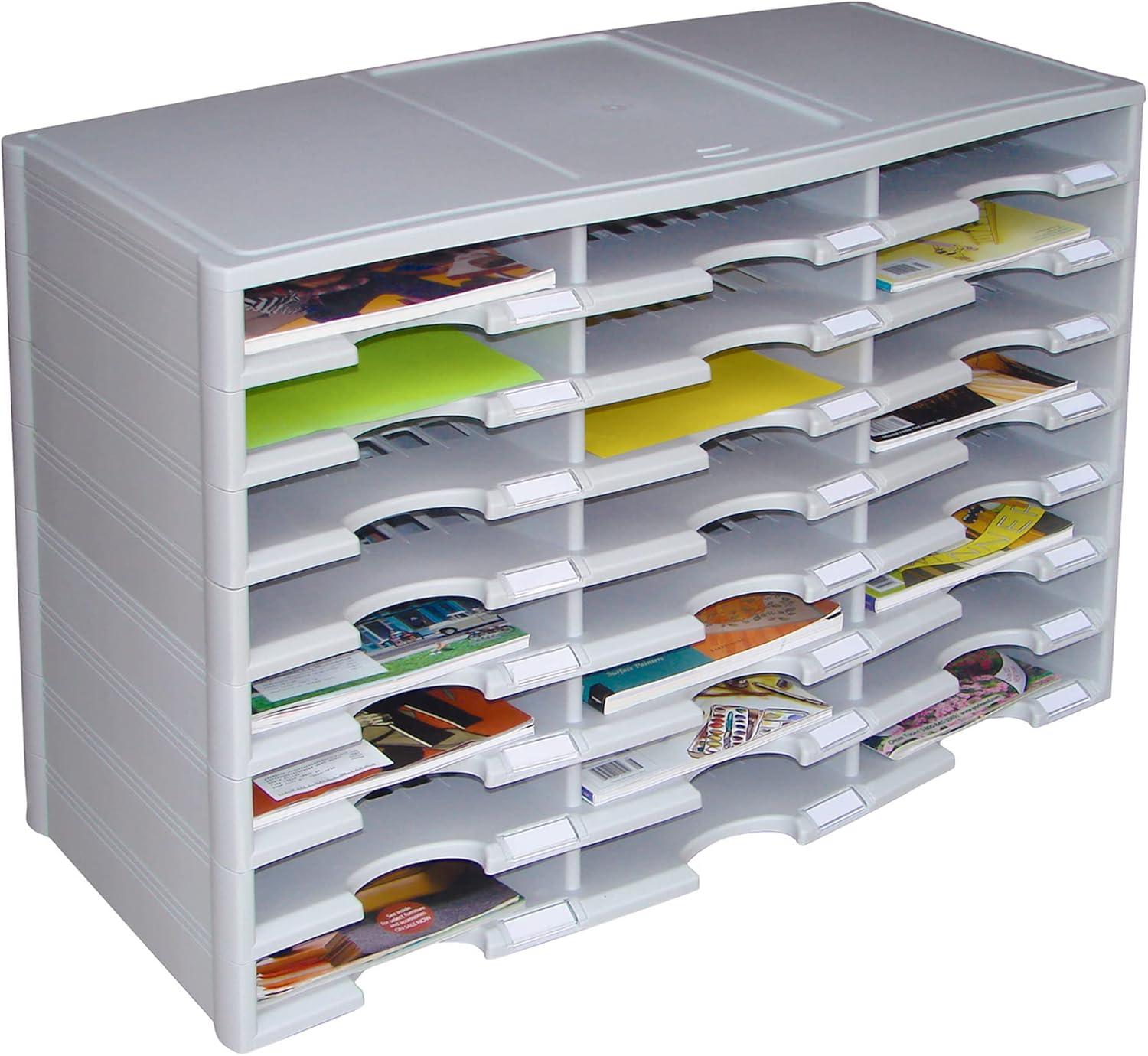 Storex 24-Compartment Literature Organizer, Gray (Drop Ship Approved Packing) (replaces 61610U01C)