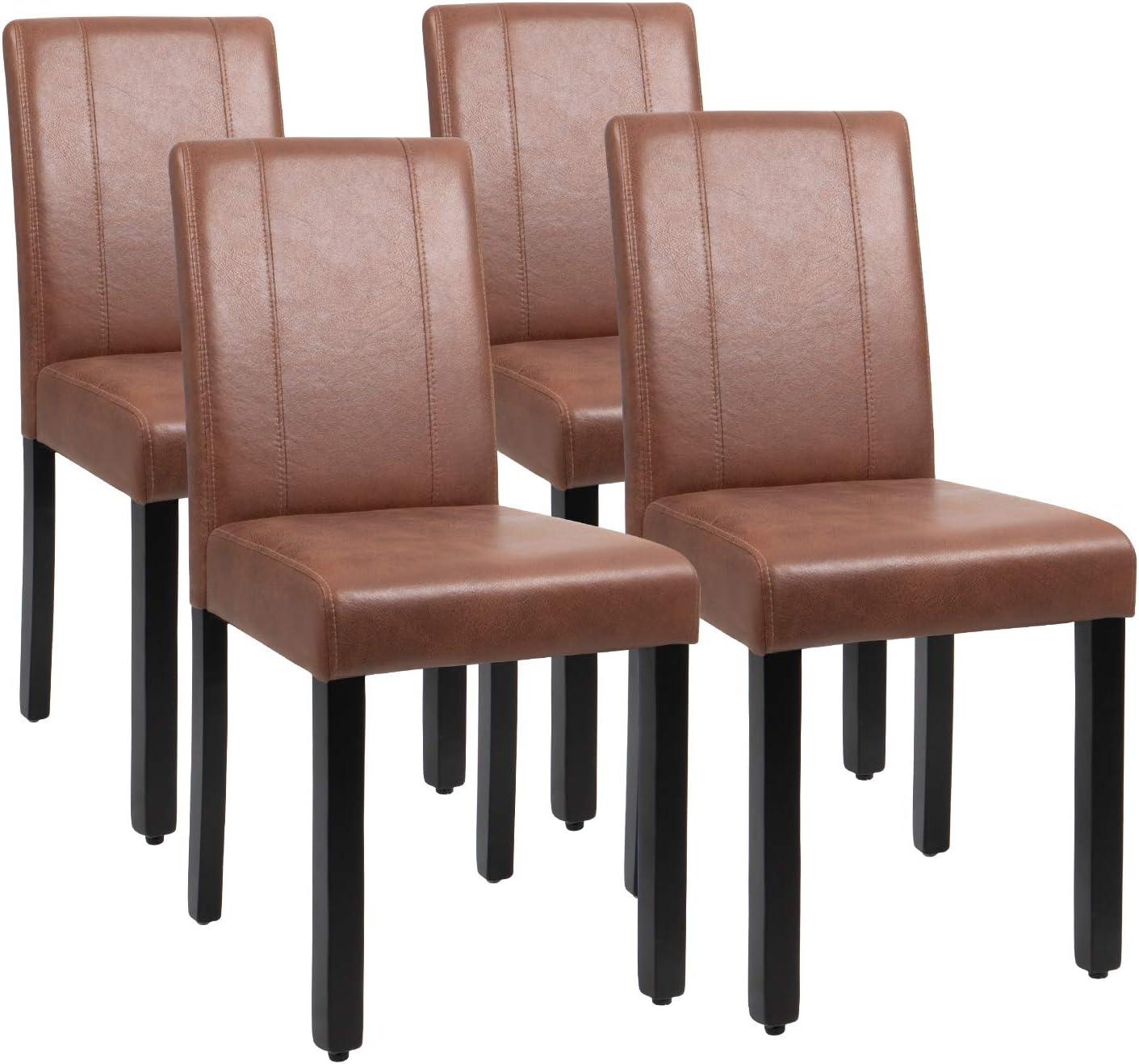 JUMMICO Dining Chair PU Leather Living Room Chairs Modern Kitchen Armless Side Chair with Solid Wood Legs Set of 4(Grey)