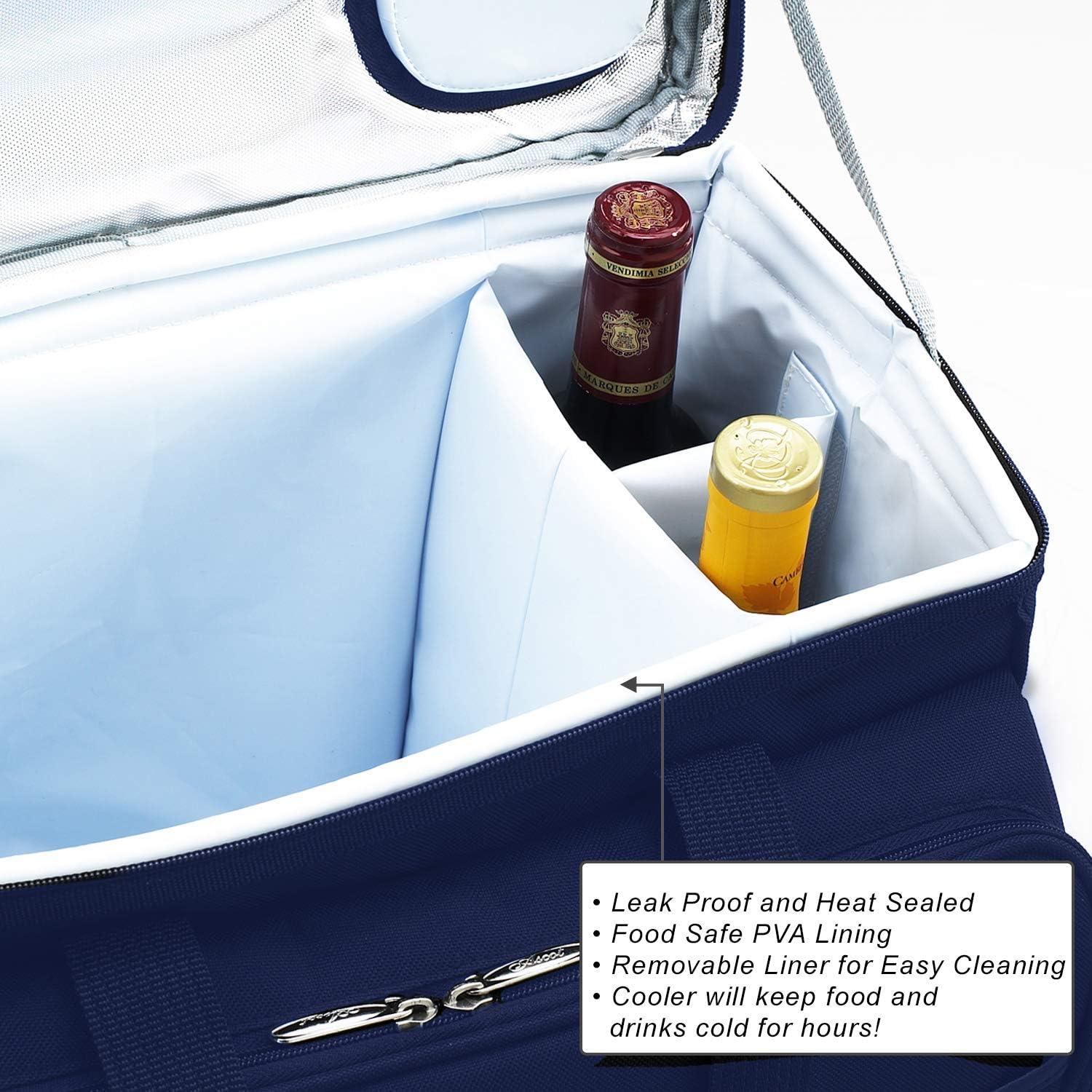 Picnic at Ascot Soft Sided Rolling Cooler with Four Person Picnic Set