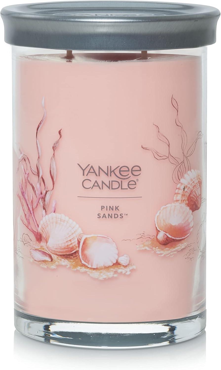 20oz Signature Large Tumbler Candle Pink Sands - Yankee Candle: Soy Wax Blend, Glass Jar, Dual Wick, 100hr Burn Time