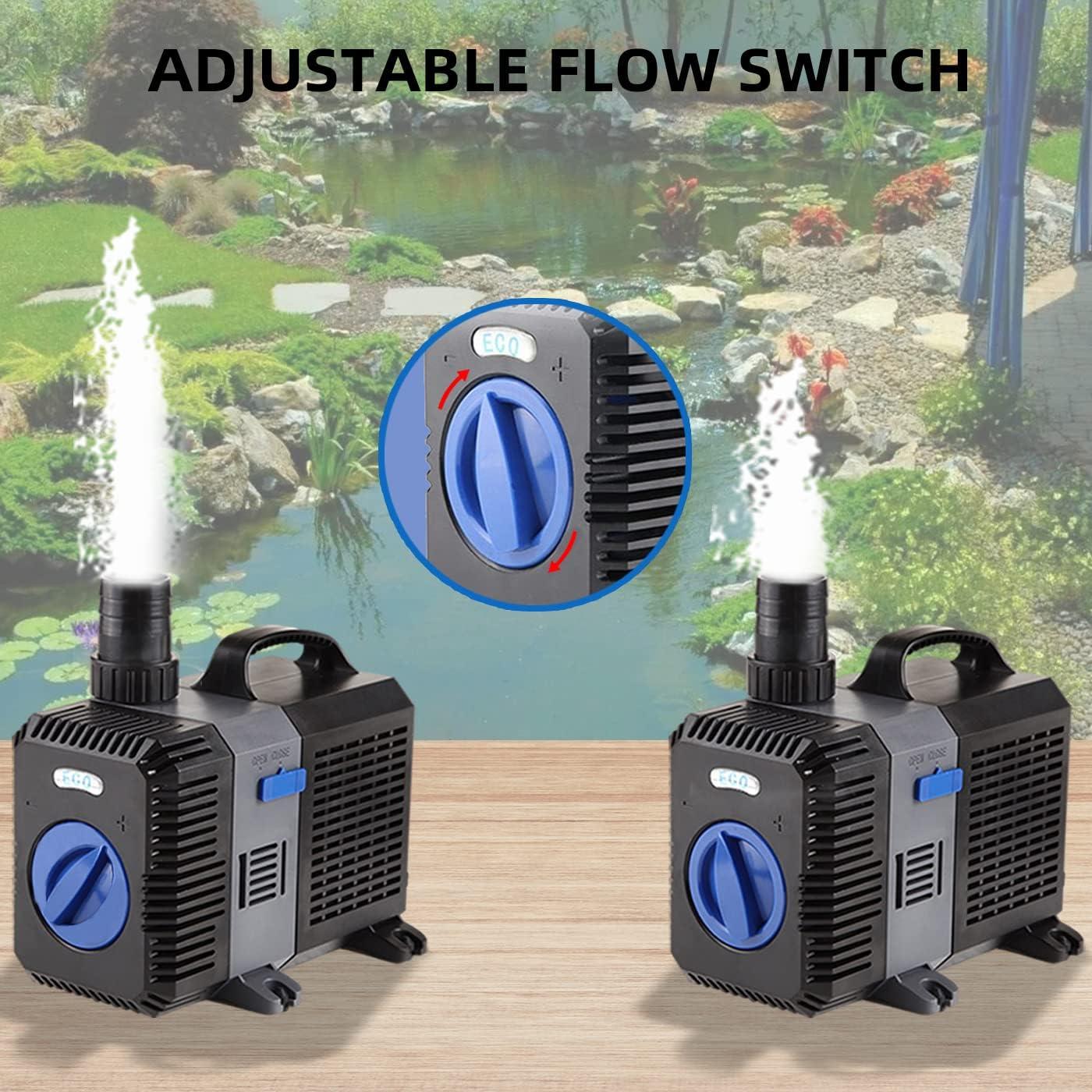 Electric Adjustable Flow Garden Sumbersible Fountain Pond Filter Silent Pump (2100GPH)