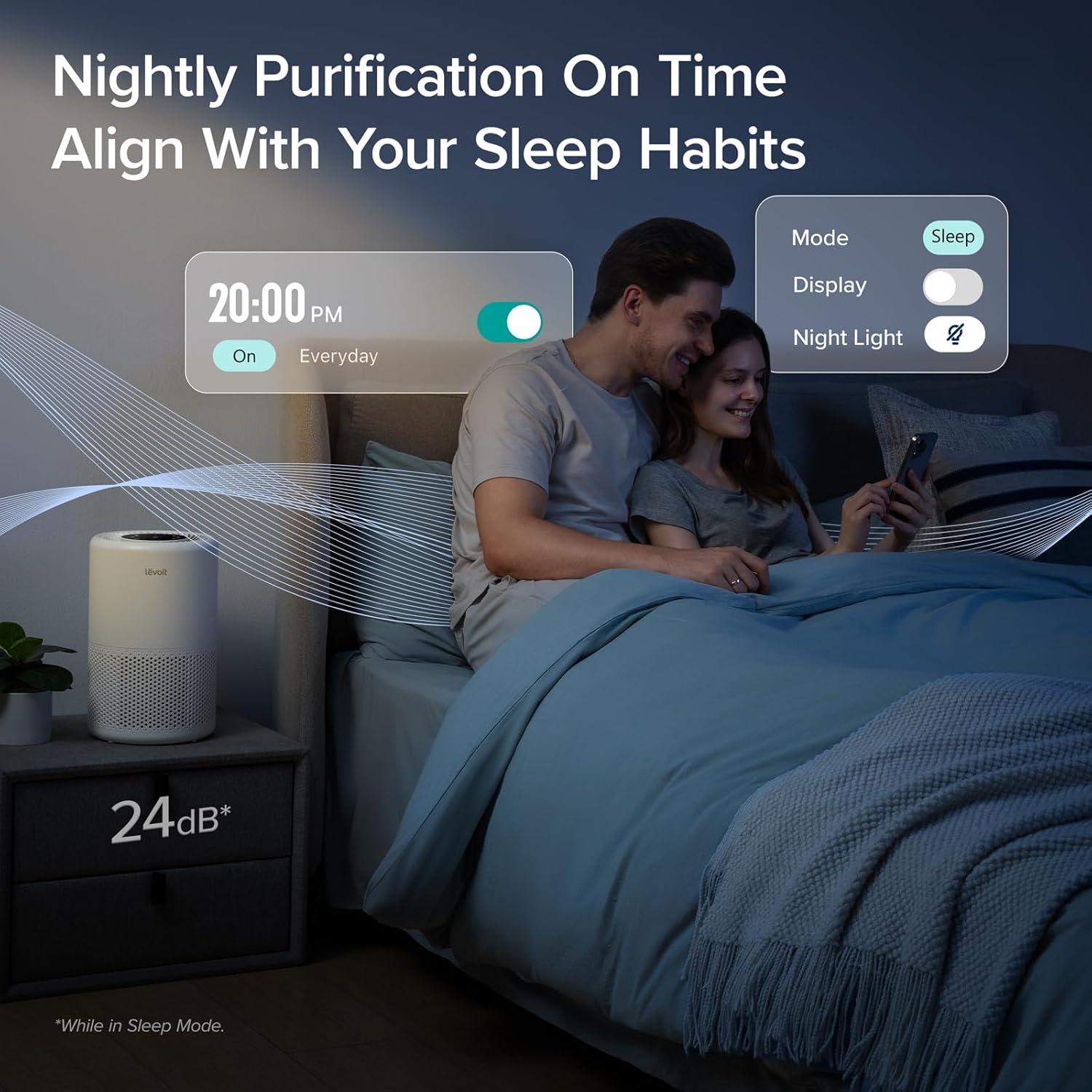 White Smart WiFi HEPA Air Purifier with Alexa Control