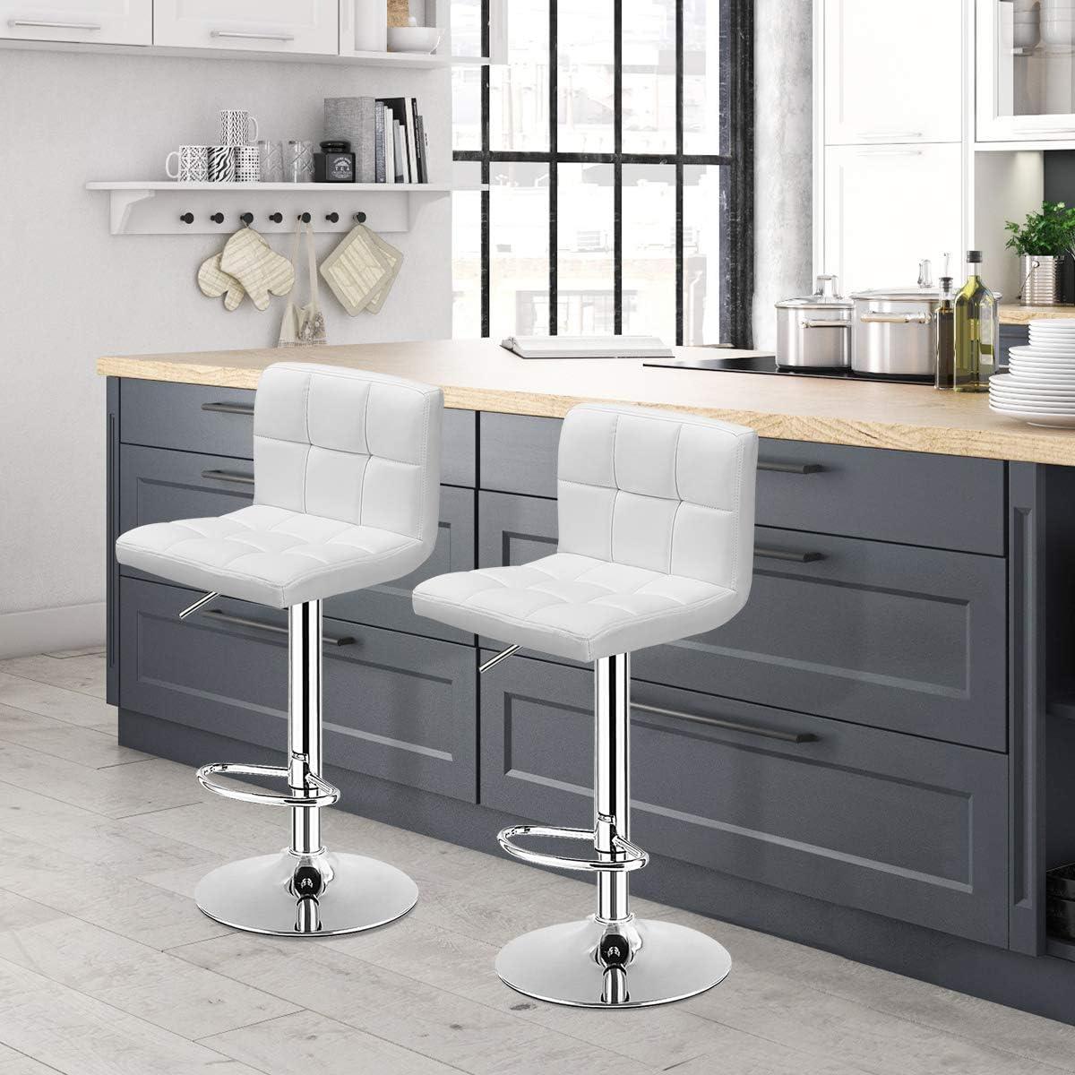 Bar Stools 1 Set Of 2, Counter Height Bar Stools, Square Cushion Bar Stools With Back, Footstool, Cafe, 2 Pieces