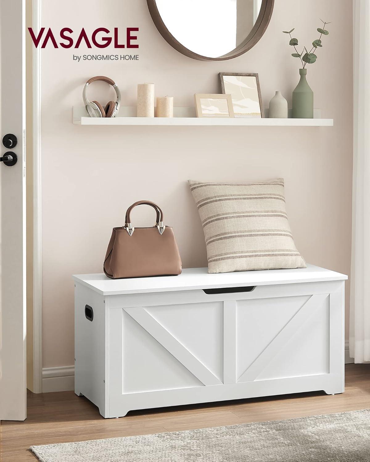 Rustic Brown Particleboard Storage Chest with Safety Hinges