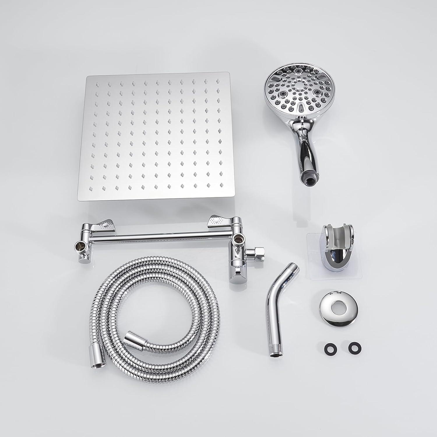 All Metal 10 Inch High Pressure Rainfall Shower Head With Handheld Shower