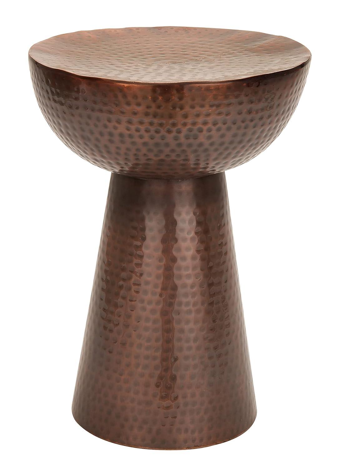 Ivy Bronx Dolina Metal Handmade Side End Accent Table with Hammered Design