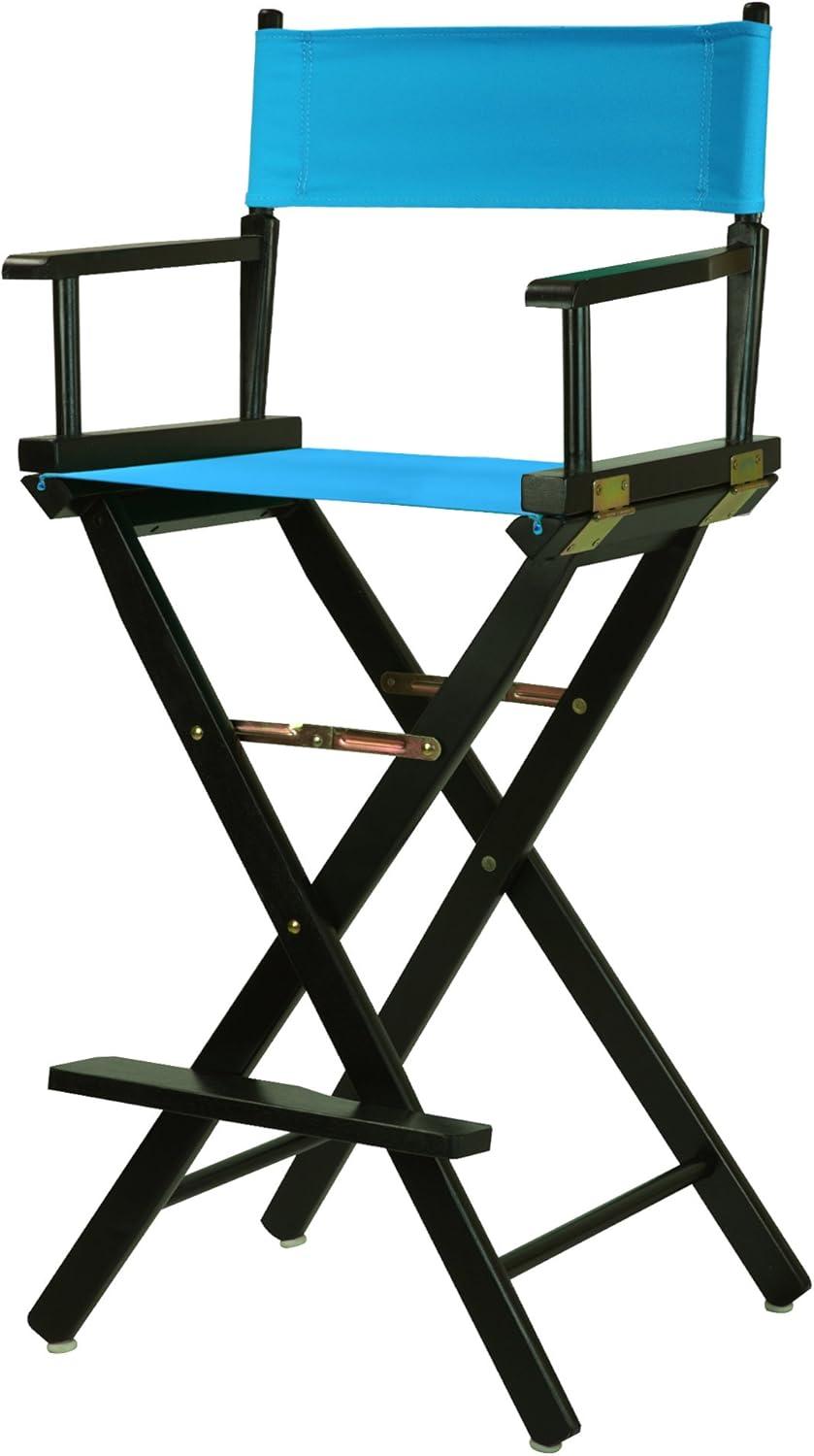 Elevate 30" Black Solid Wood Director's Chair with Turquoise Canvas