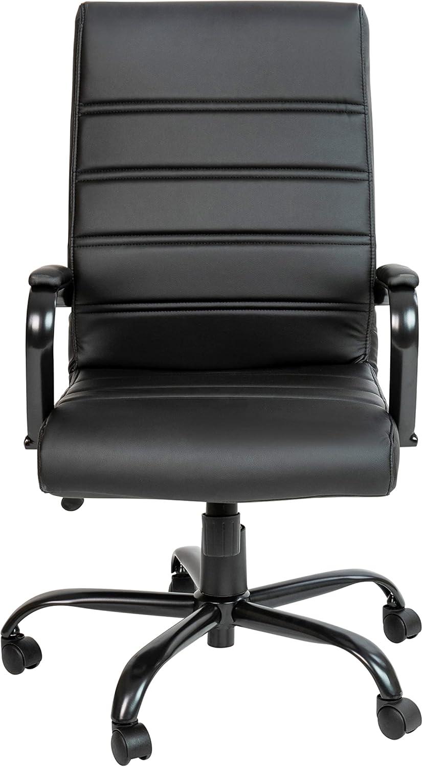 Emma and Oliver High Back Brown LeatherSoft Executive Swivel Office Chair with Black Frame/Arms