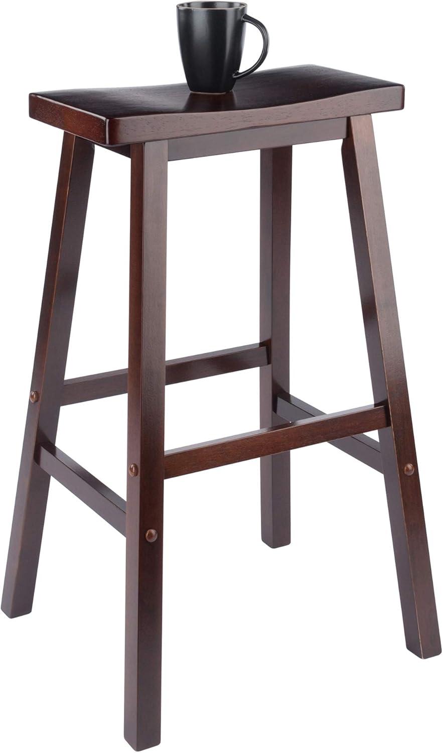 Walnut 29" Backless Saddle Wood Bar Stool