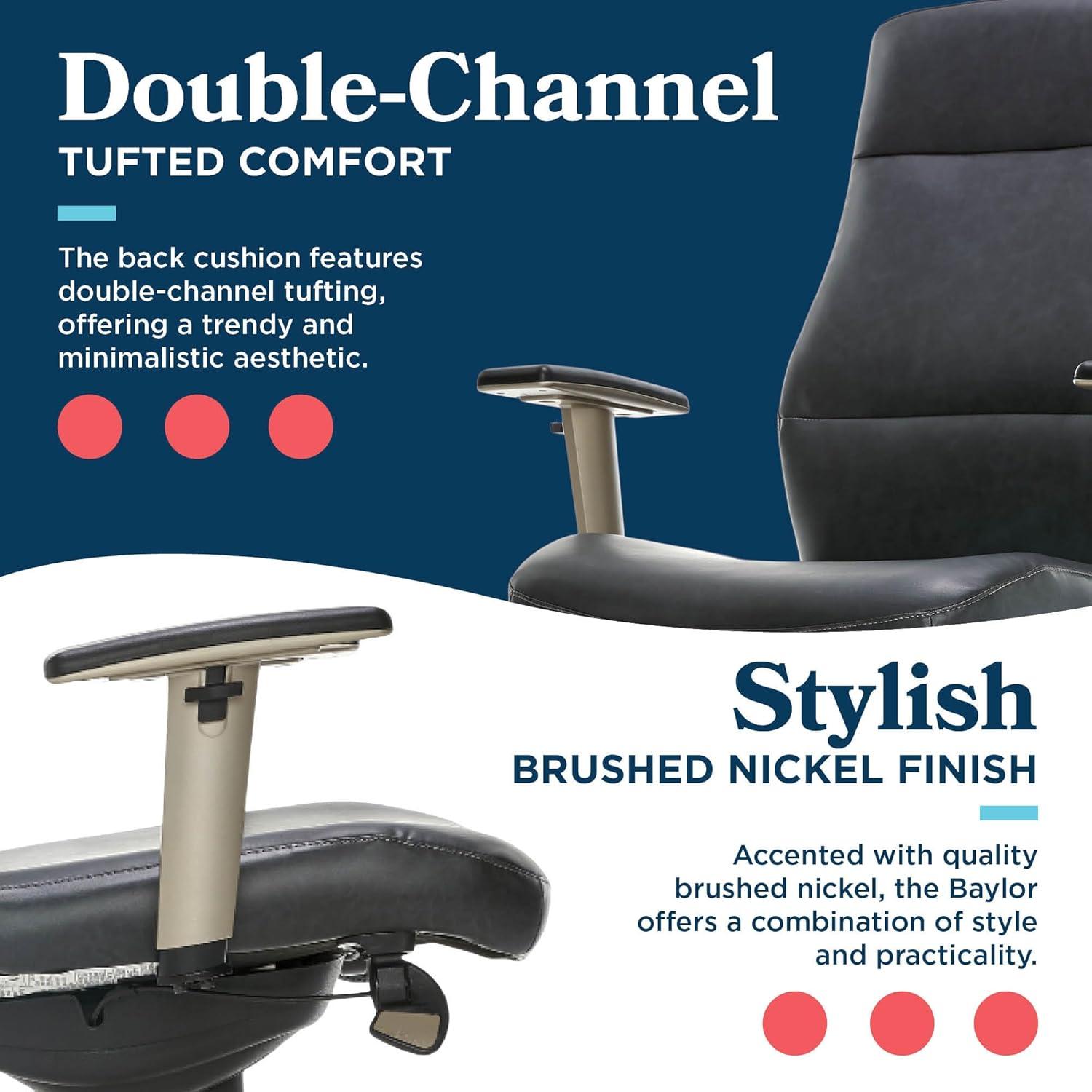 La-Z-Boy Baylor Bonded Leather Adjustable Ergonomic Executive Office Chair with Lumbar Support