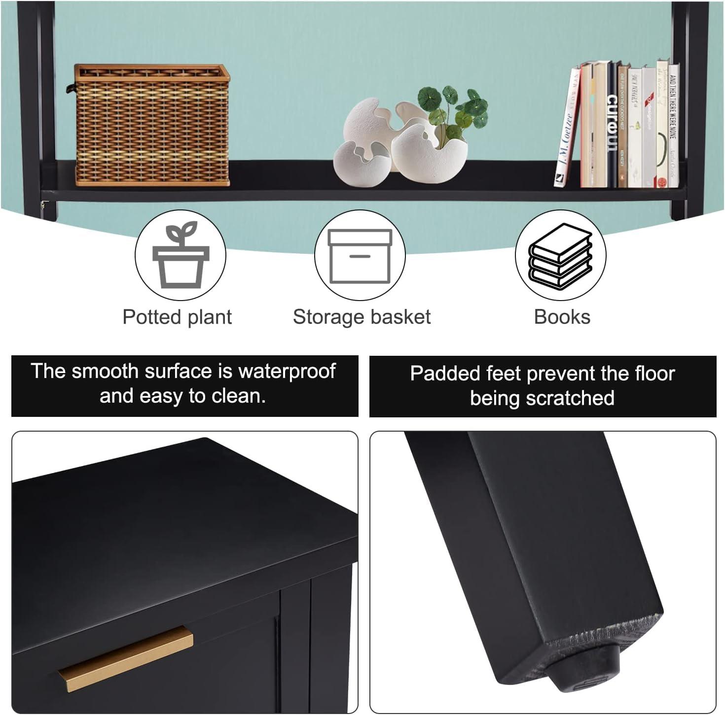 Kinfant Morden Console Table with Drawers, Narrow Sofa Table with Storage Shelf for Living Room, Entryway, Hallway, Black